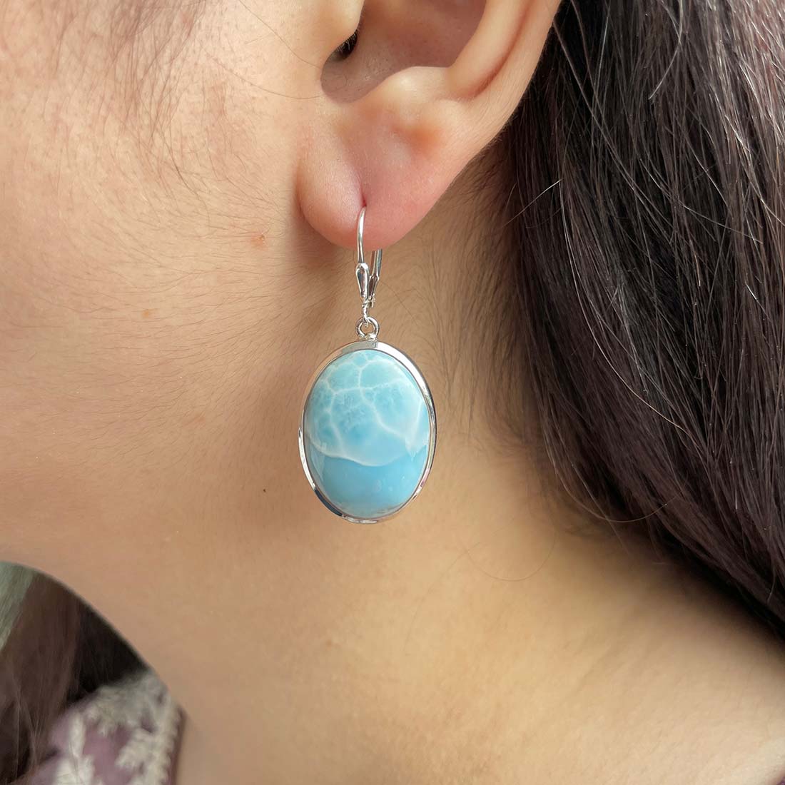 Larimar Earring-(LAR-E-154.)