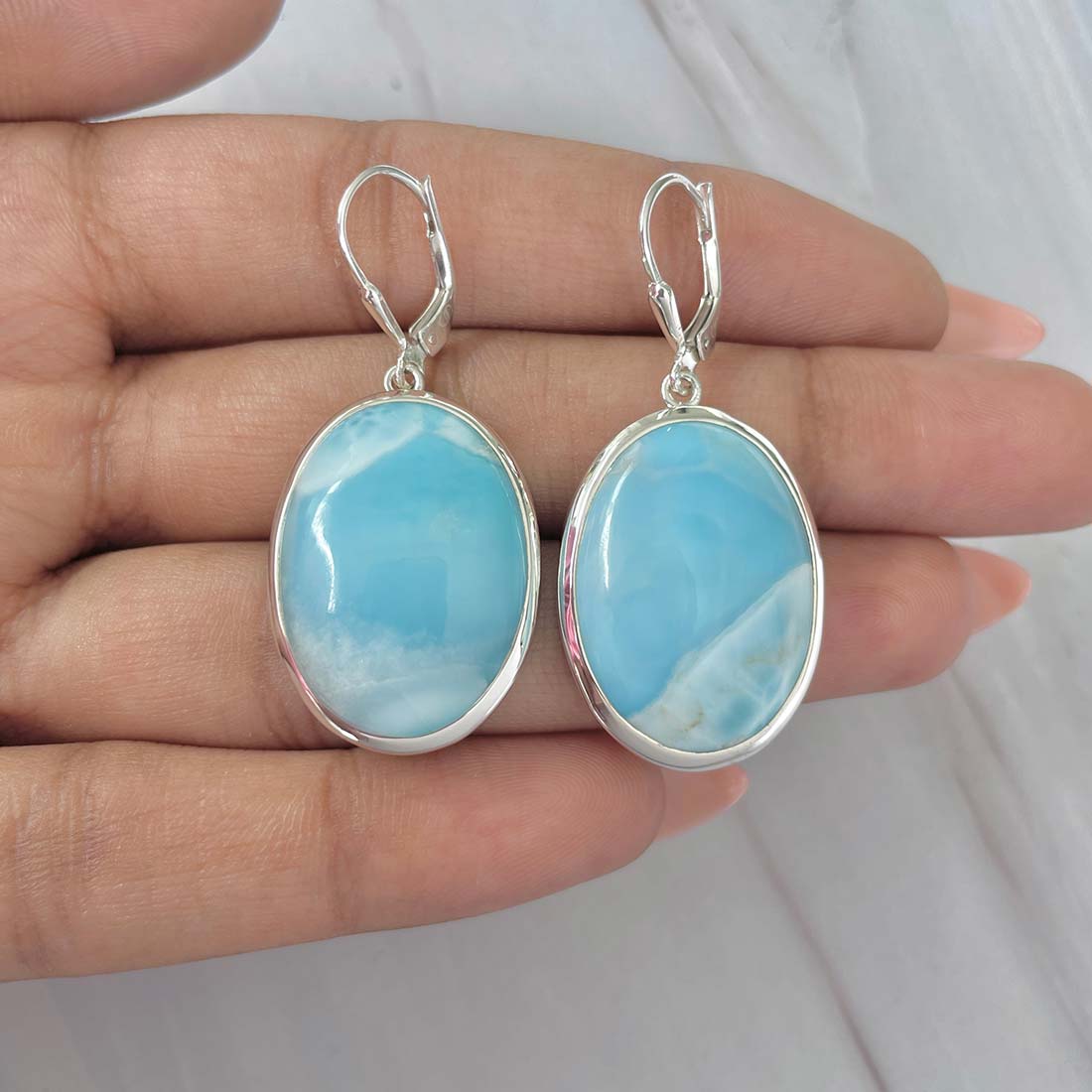 Larimar Earring-(LAR-E-159.)