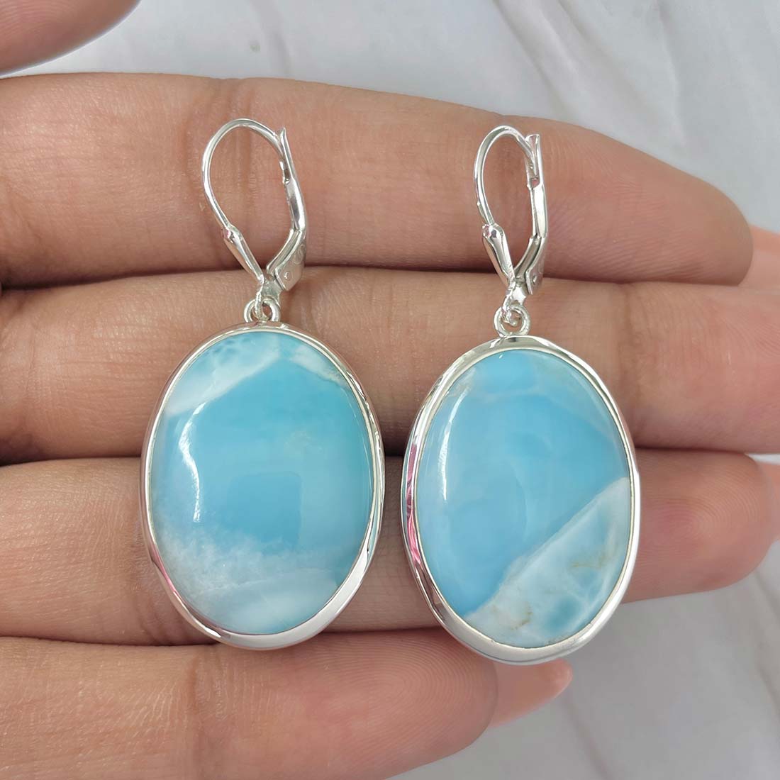 Larimar Earring-(LAR-E-159.)
