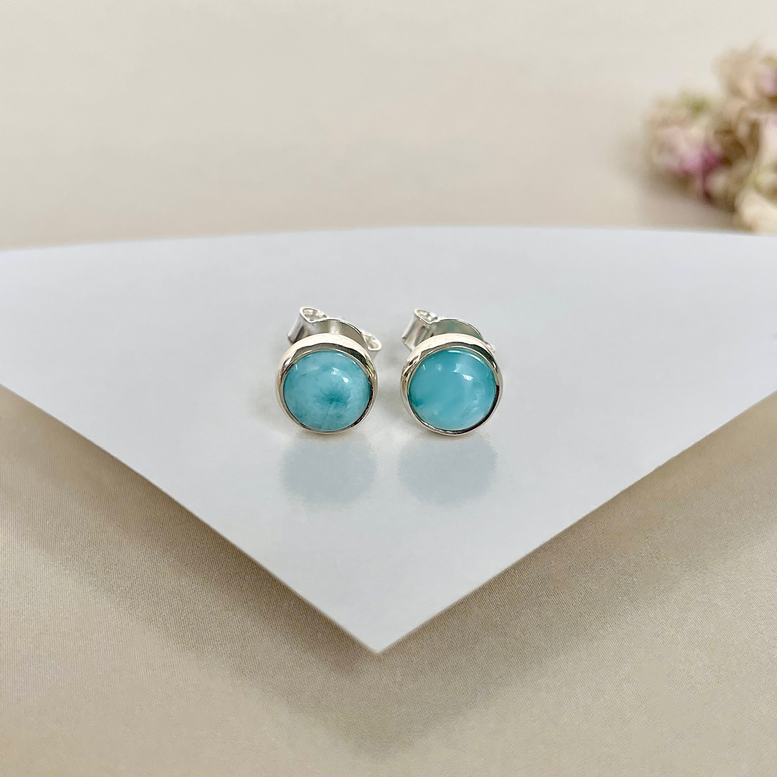 Larimar Stud Earring-(LAR-E-1620.)
