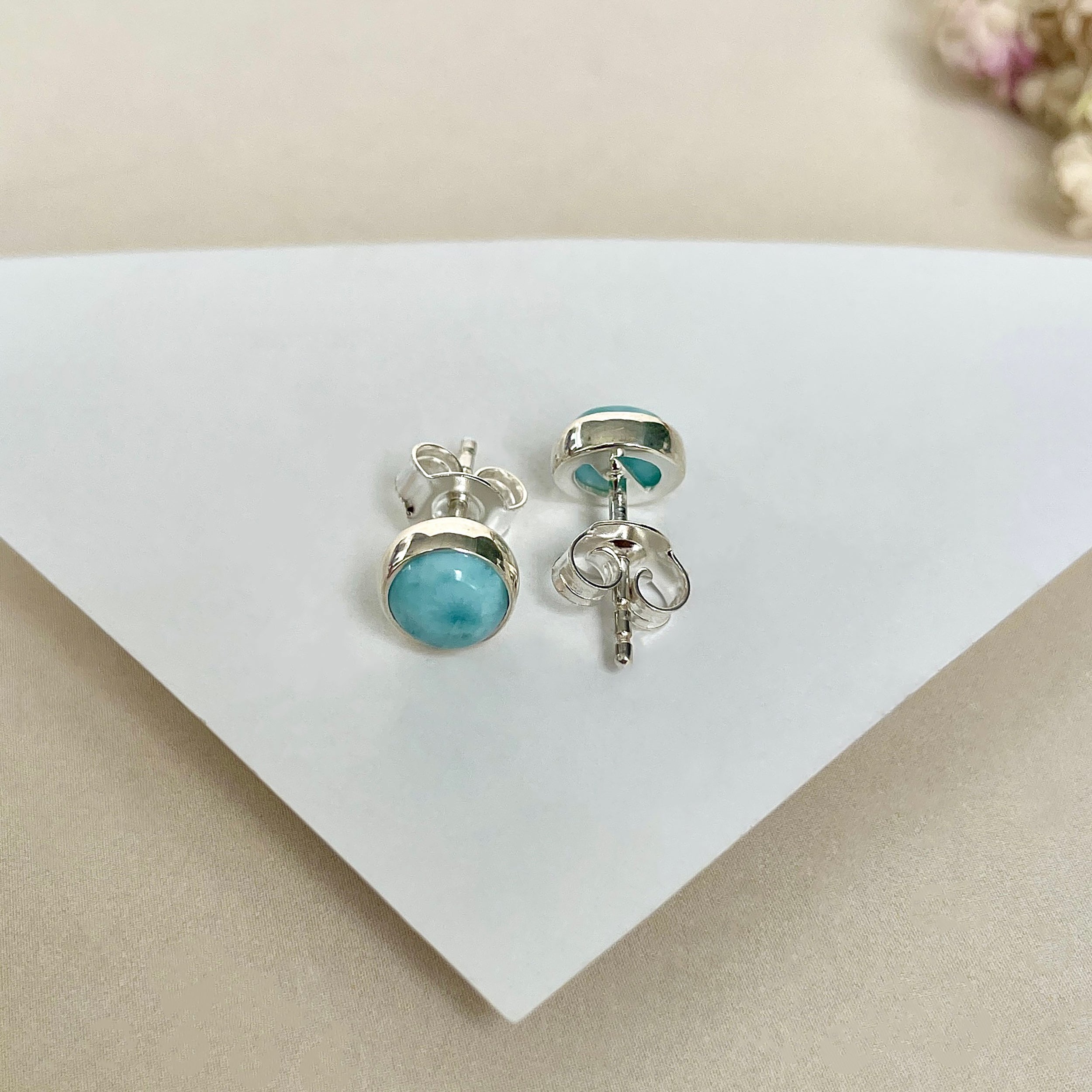 Larimar Stud Earring-(LAR-E-1620.)