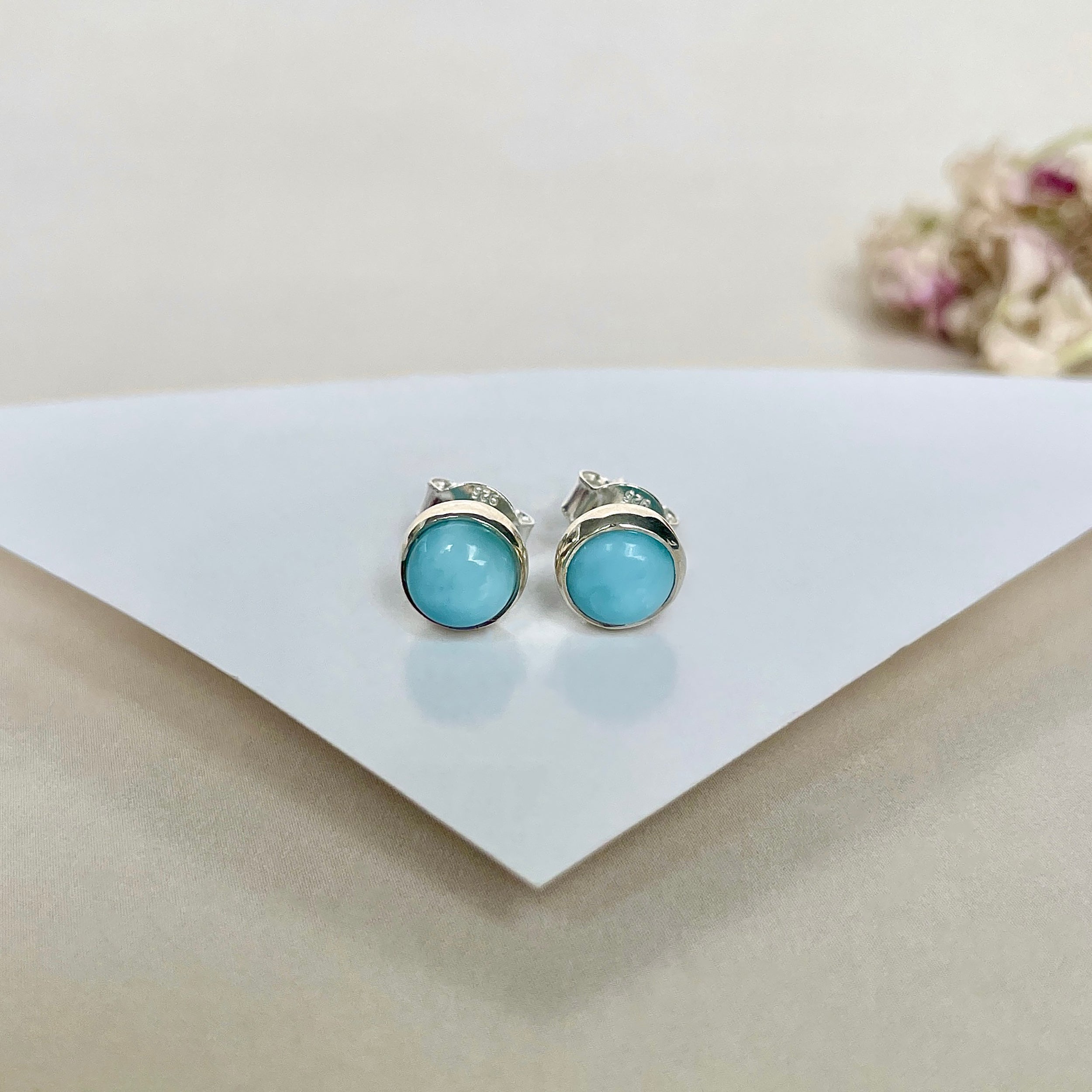 Larimar Stud Earring-(LAR-E-1621.)