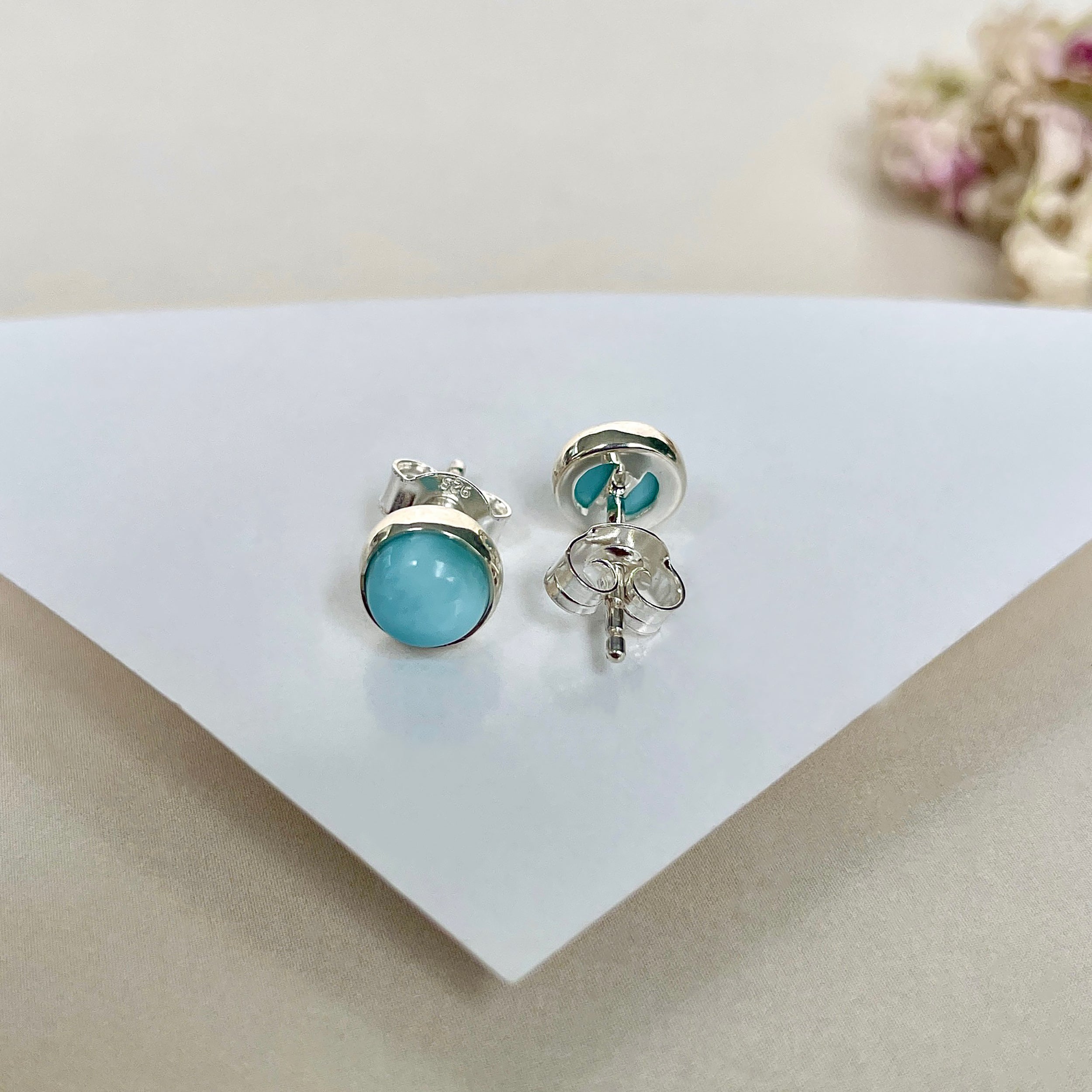 Larimar Stud Earring-(LAR-E-1621.)