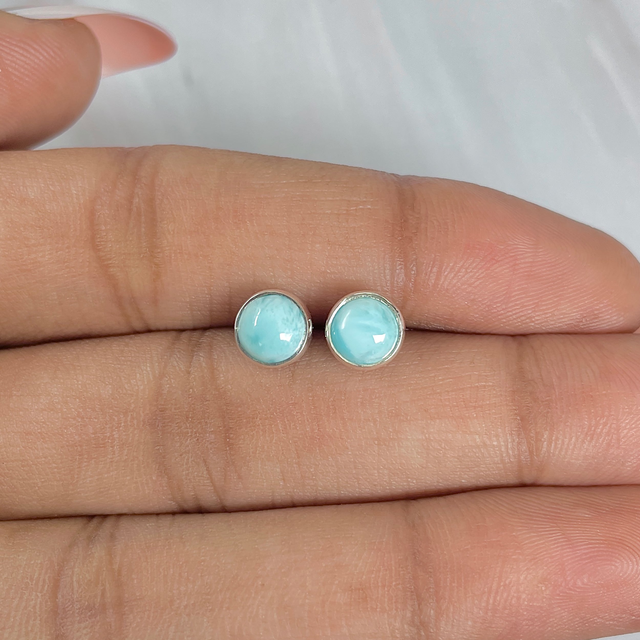Larimar Stud Earring-(LAR-E-1622.)