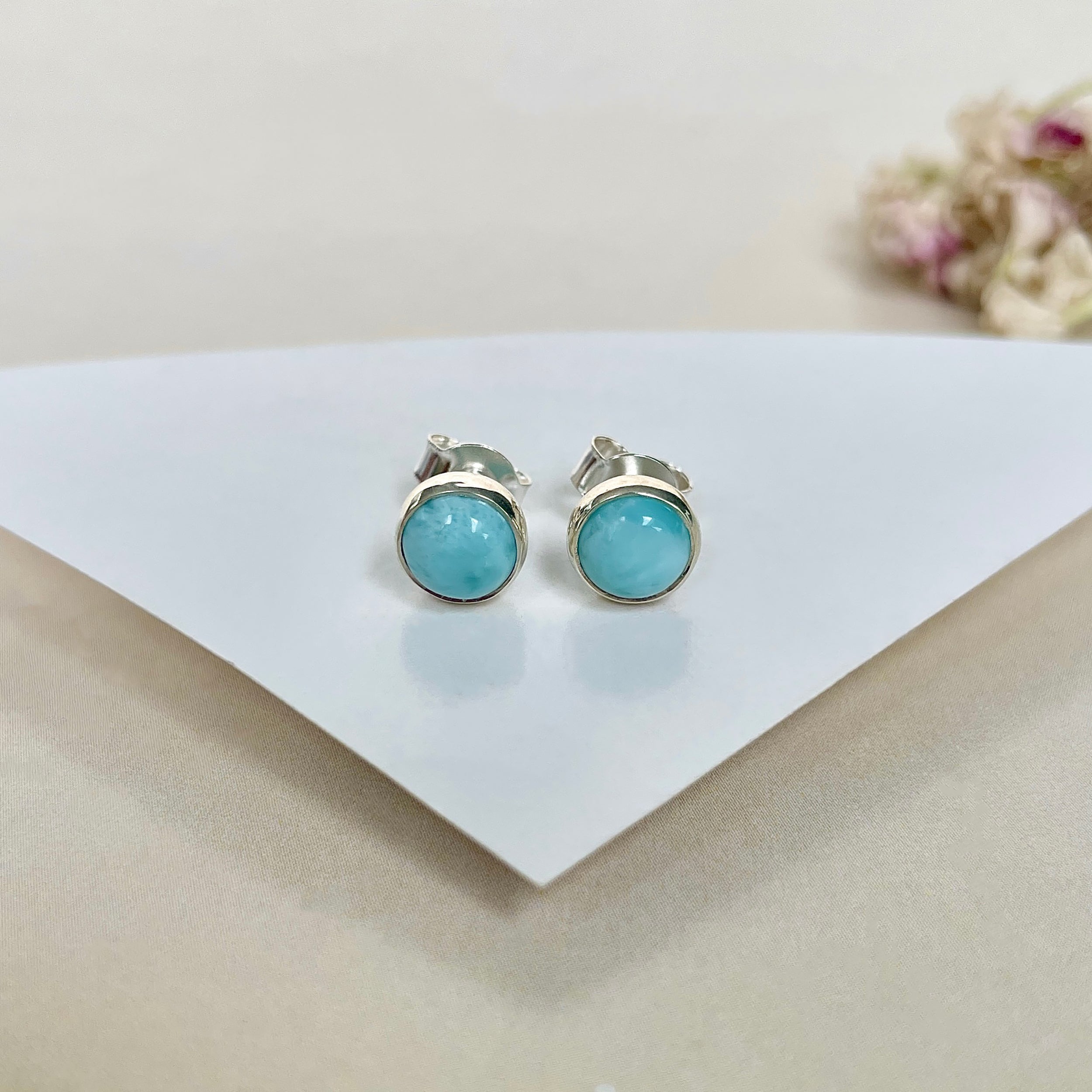 Larimar Stud Earring-(LAR-E-1622.)