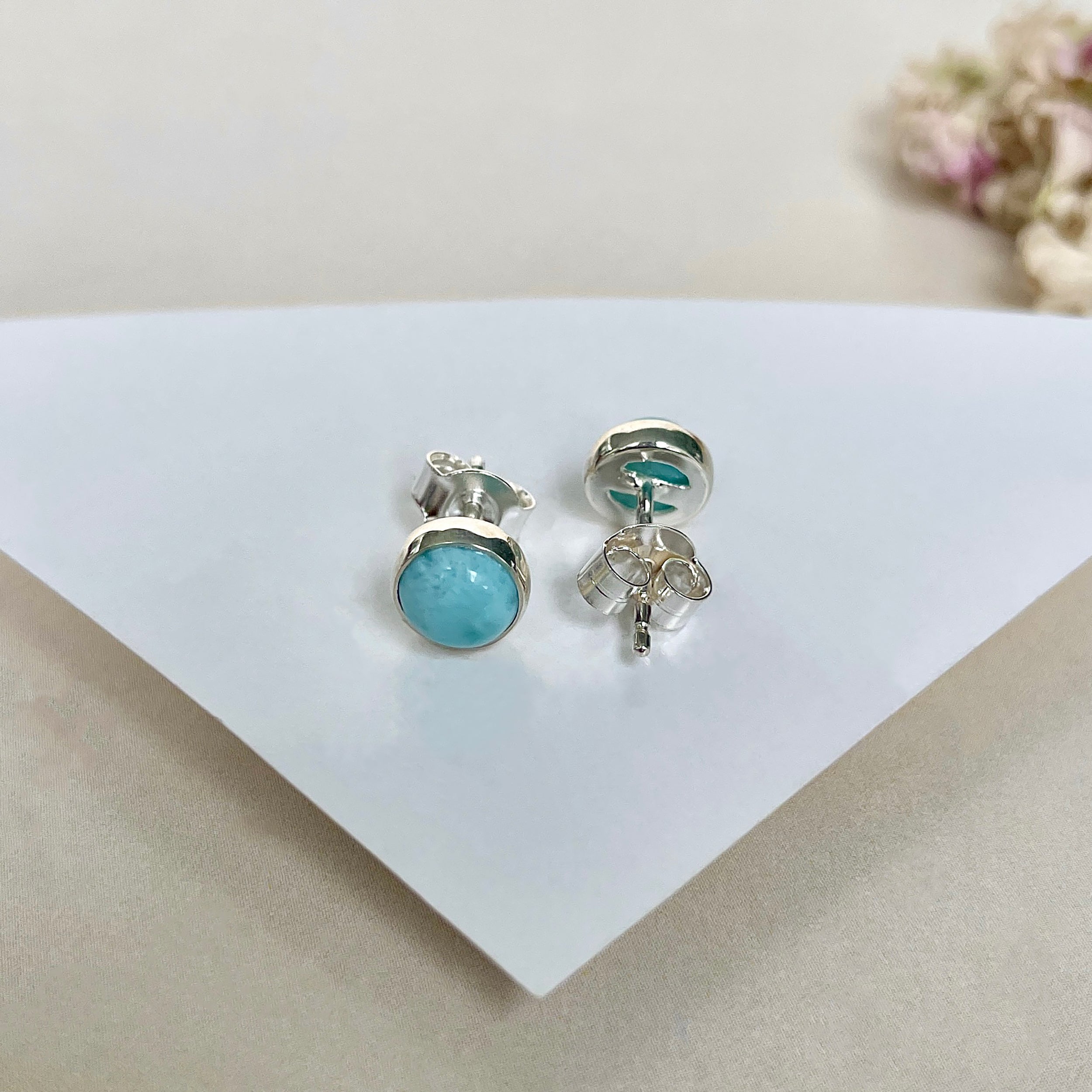 Larimar Stud Earring-(LAR-E-1622.)