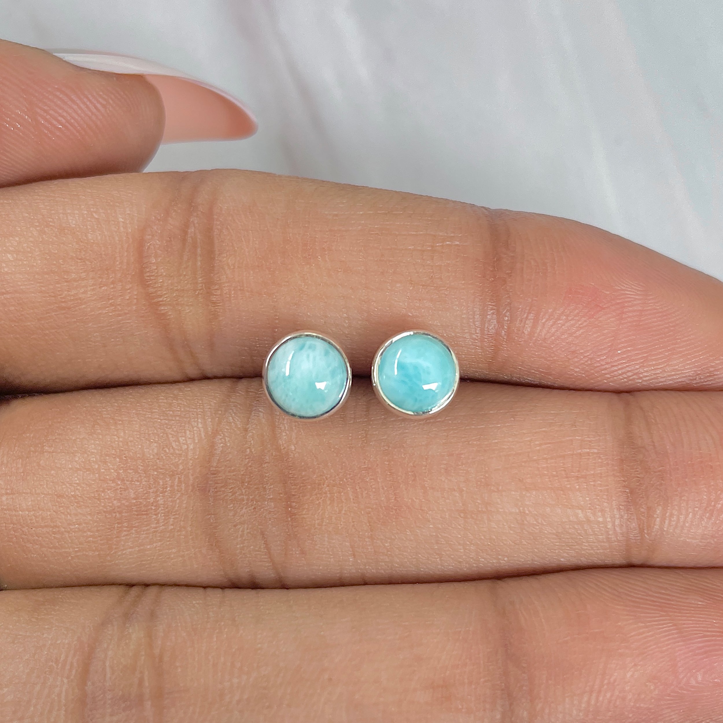 Larimar Stud Earring-(LAR-E-1623.)