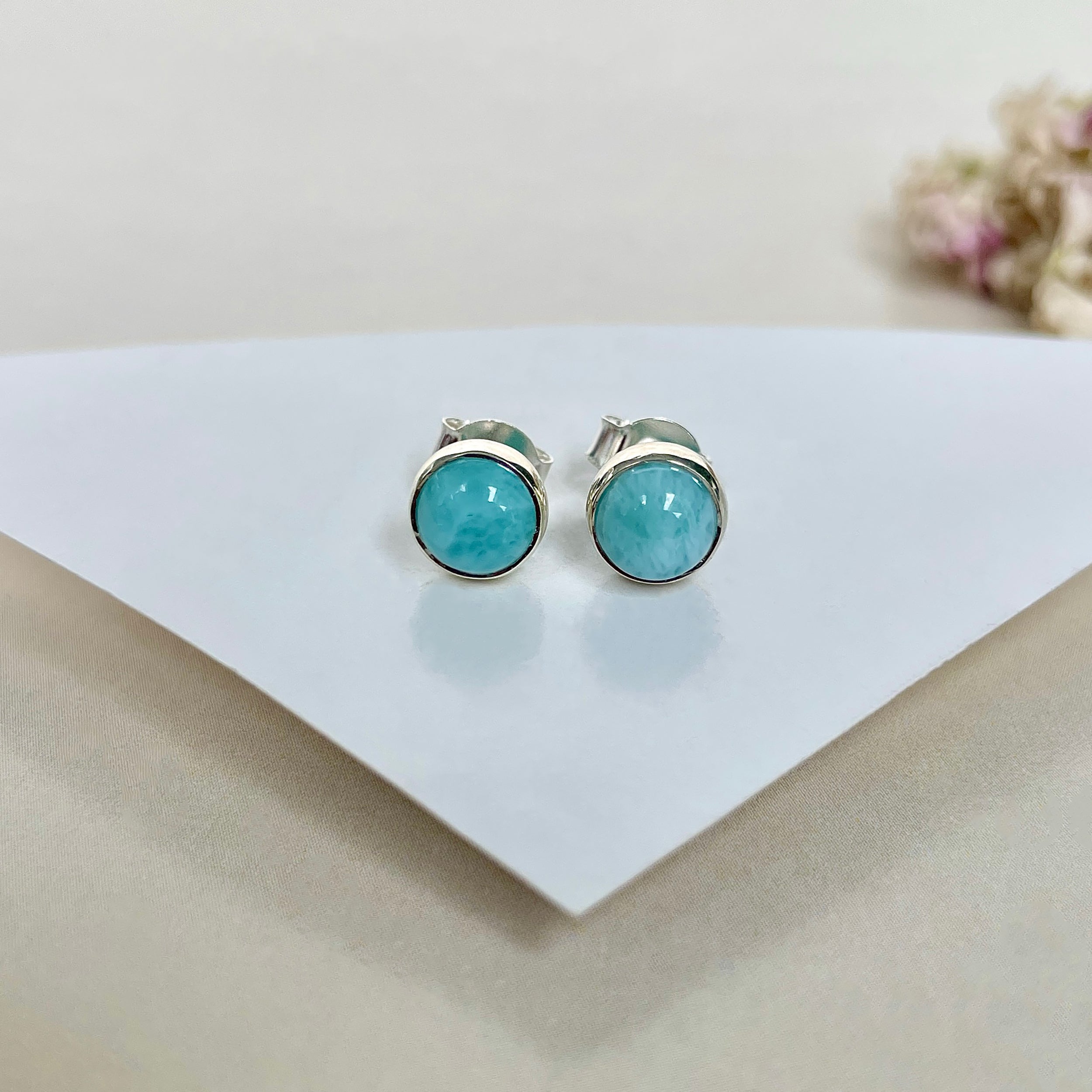 Larimar Stud Earring-(LAR-E-1623.)