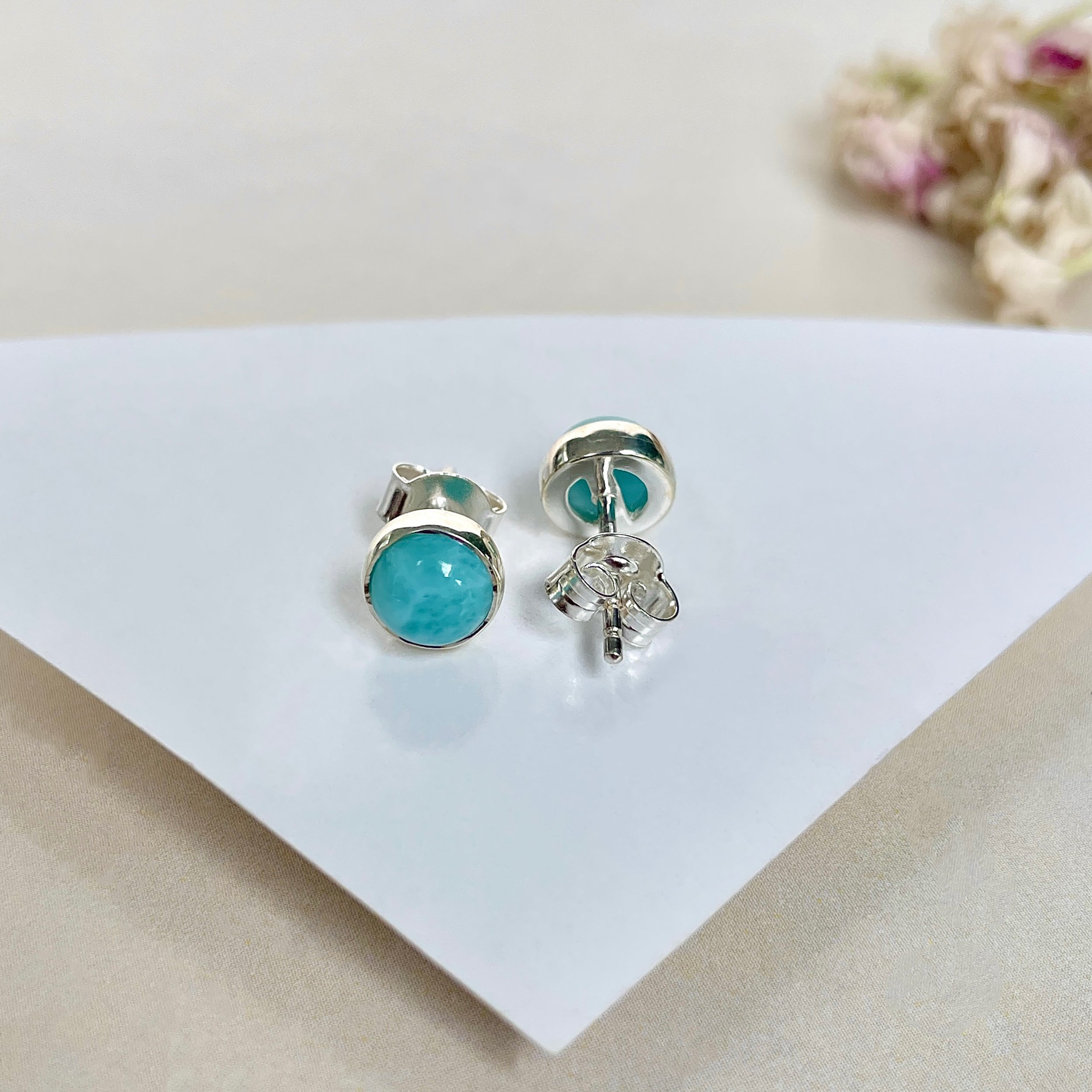 Larimar Stud Earring-(LAR-E-1623.)