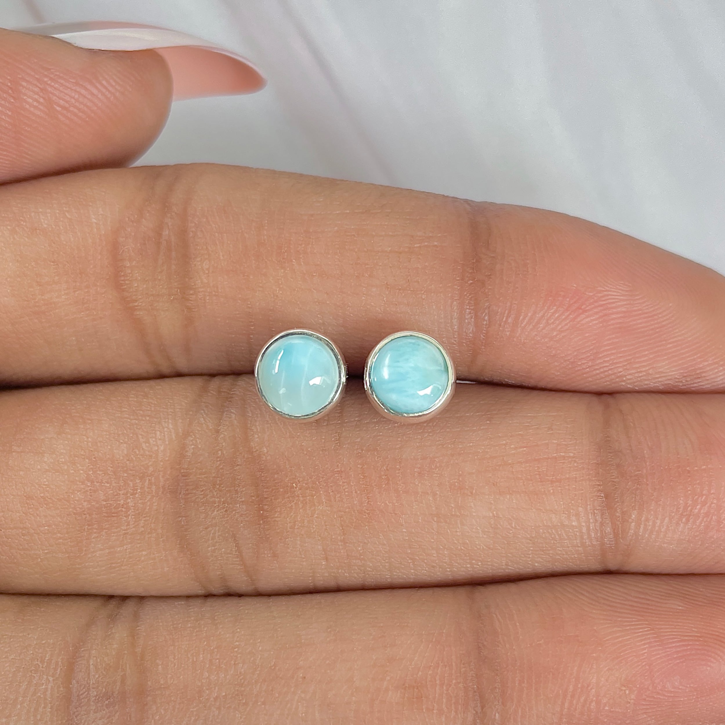 Larimar Stud Earring-(LAR-E-1624.)