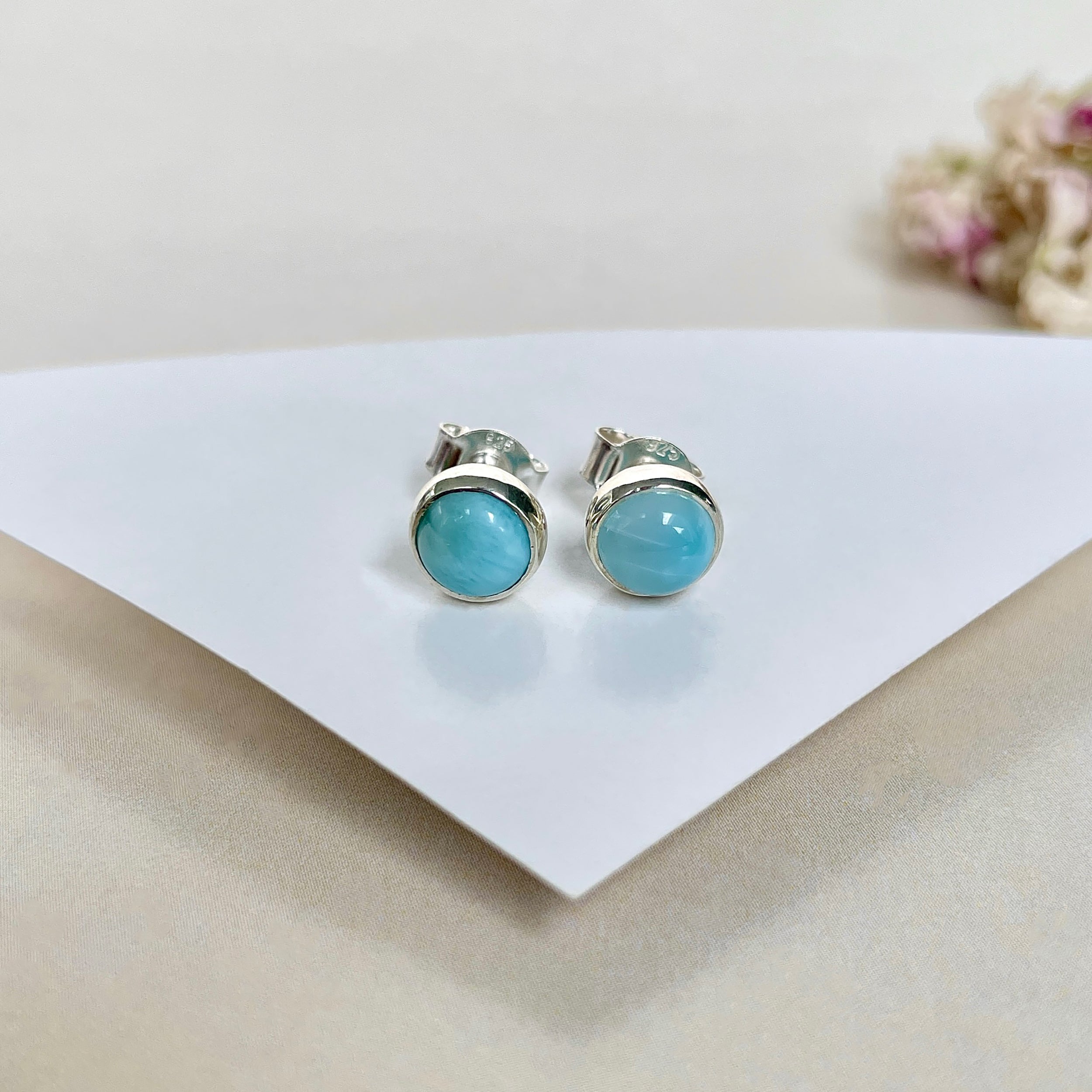 Larimar Stud Earring-(LAR-E-1624.)