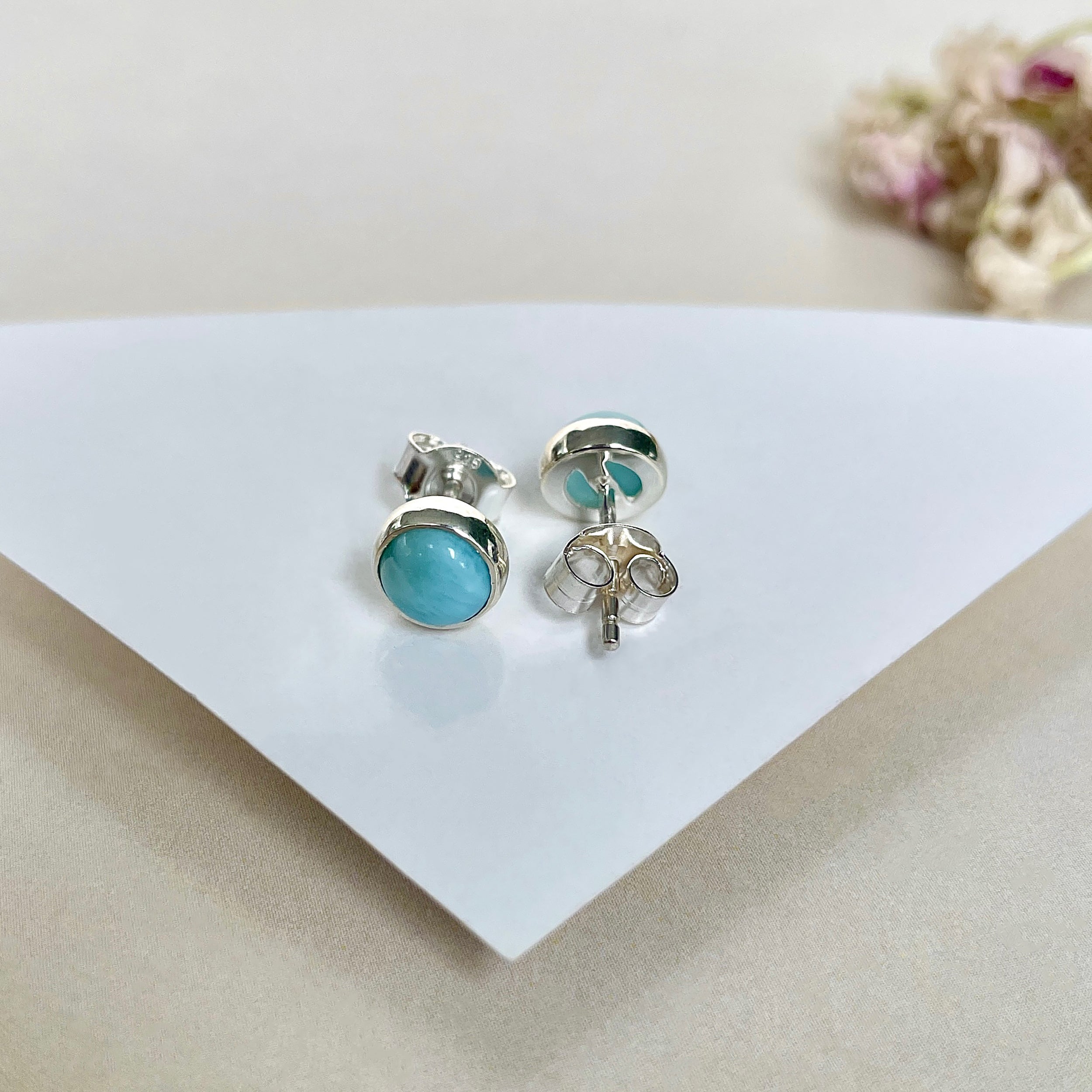 Larimar Stud Earring-(LAR-E-1624.)