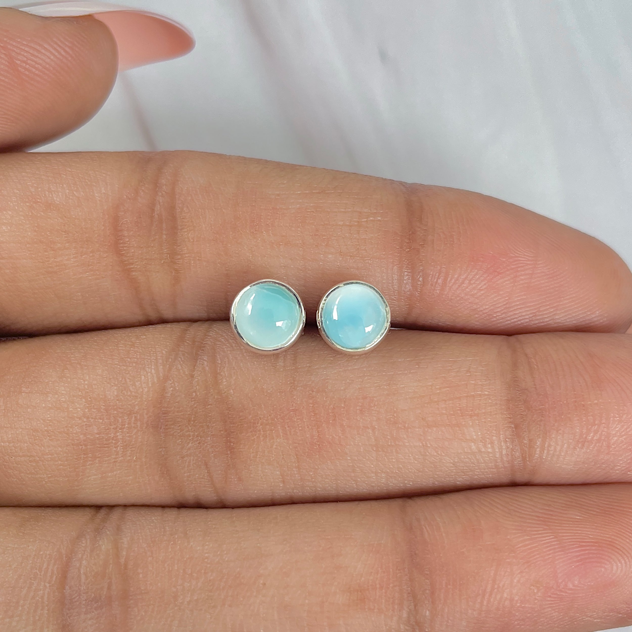 Larimar Stud Earring-(LAR-E-1625.)