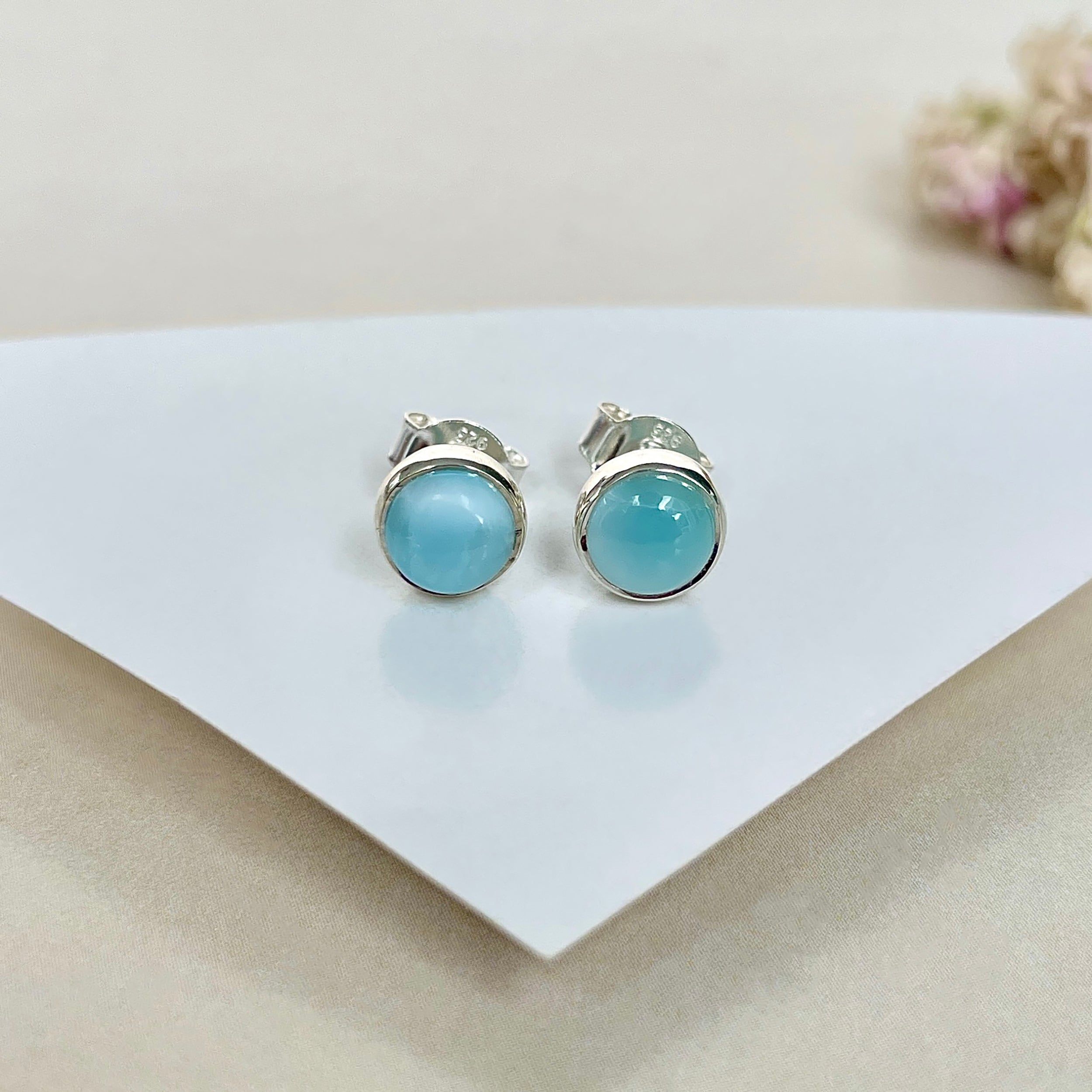 Larimar Stud Earring-(LAR-E-1625.)