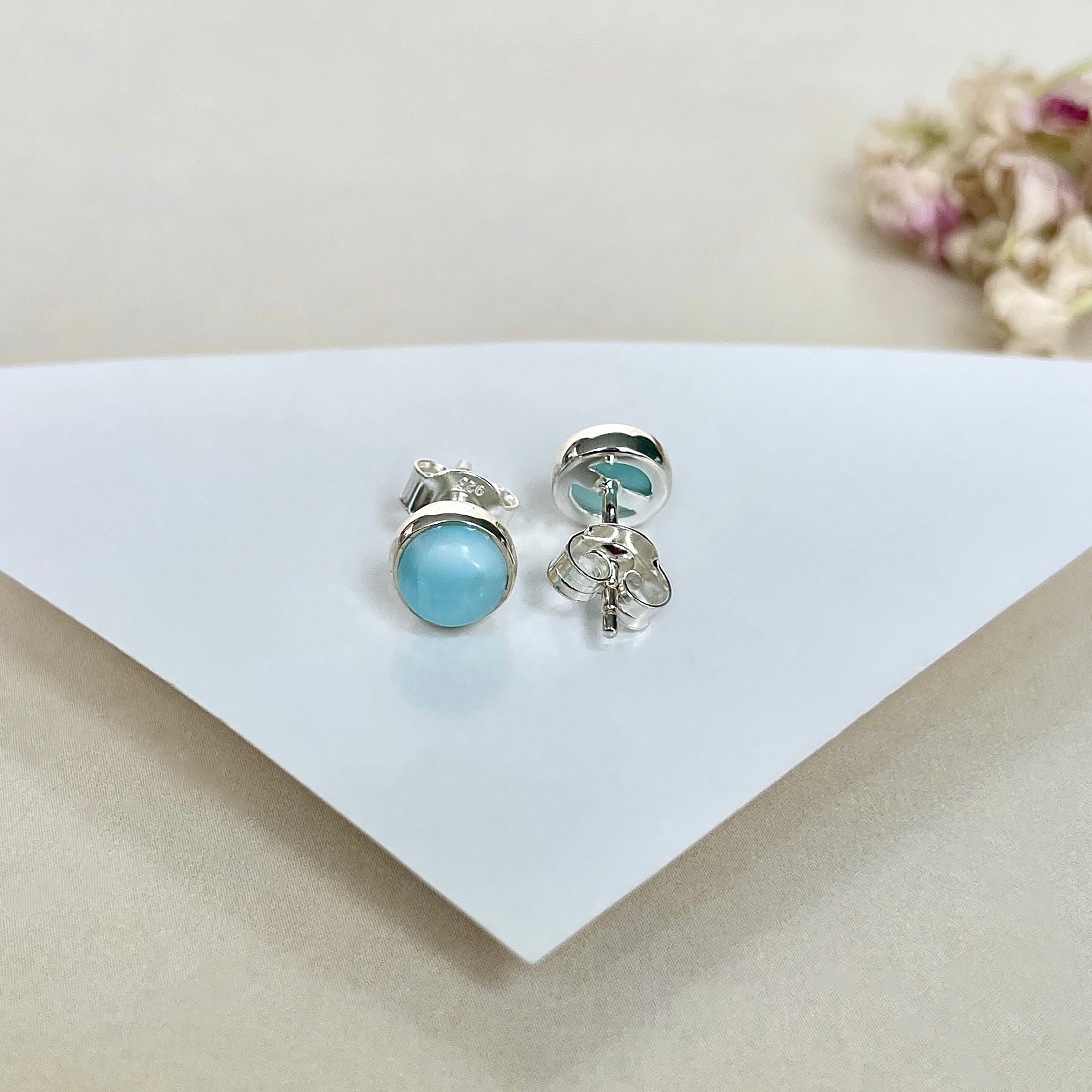 Larimar Stud Earring-(LAR-E-1625.)