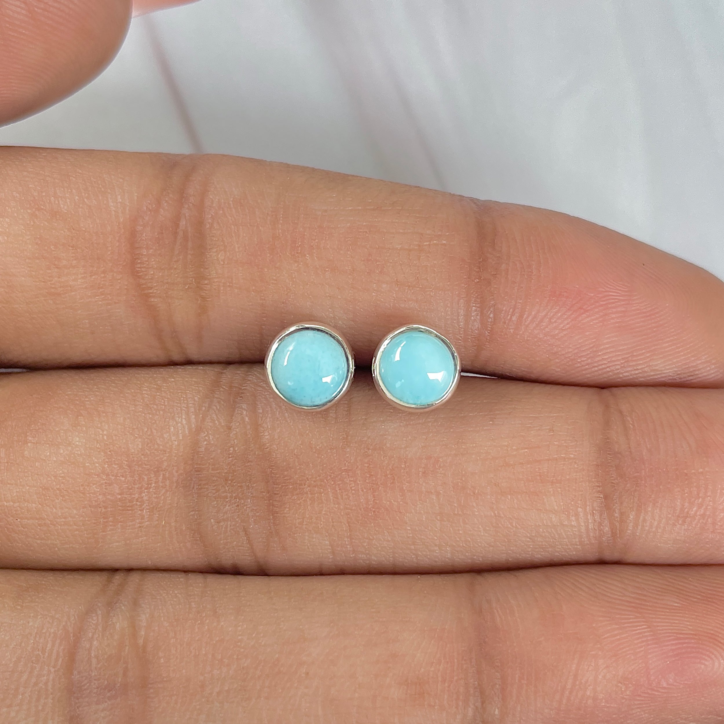 Larimar Stud Earring-(LAR-E-1626.)