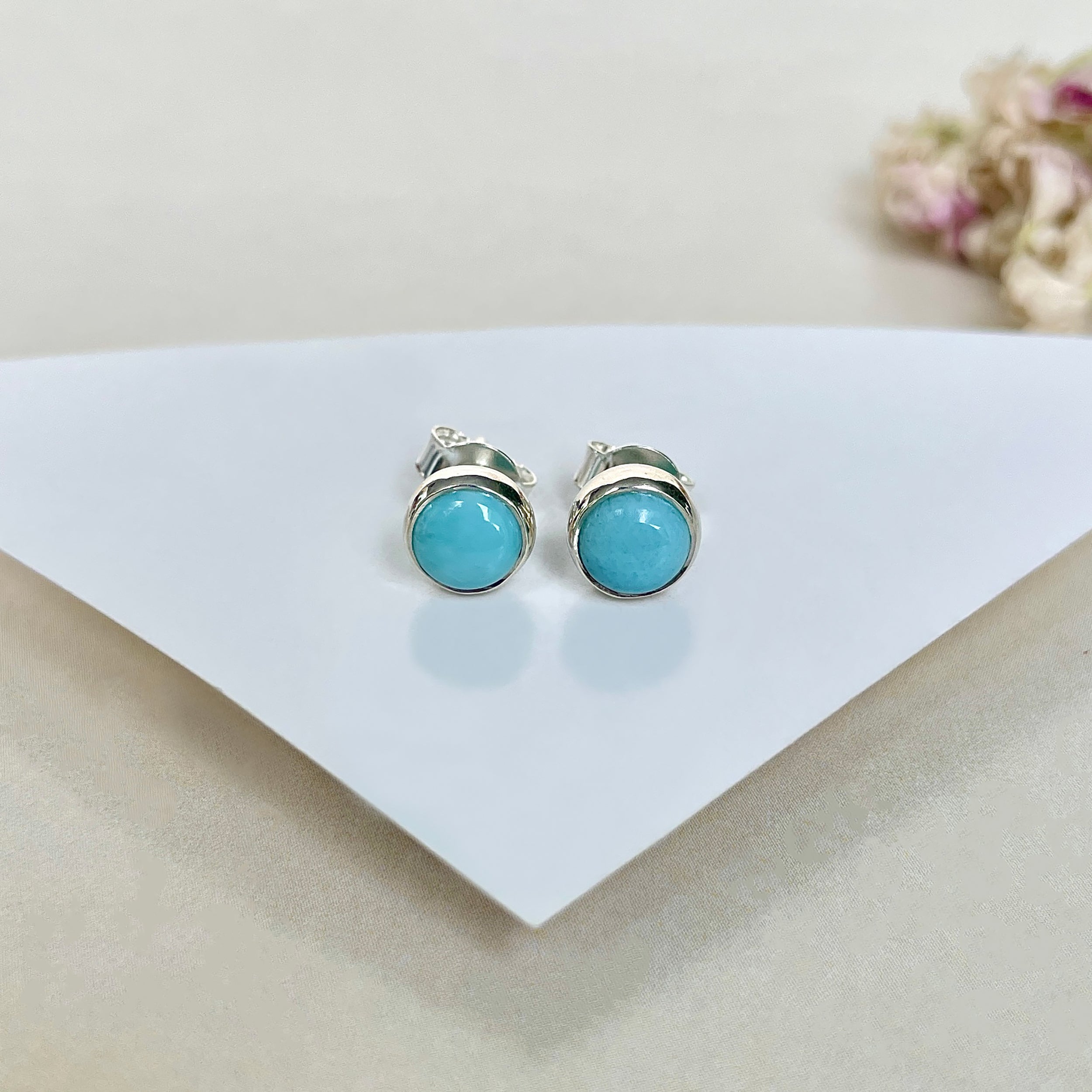 Larimar Stud Earring-(LAR-E-1626.)