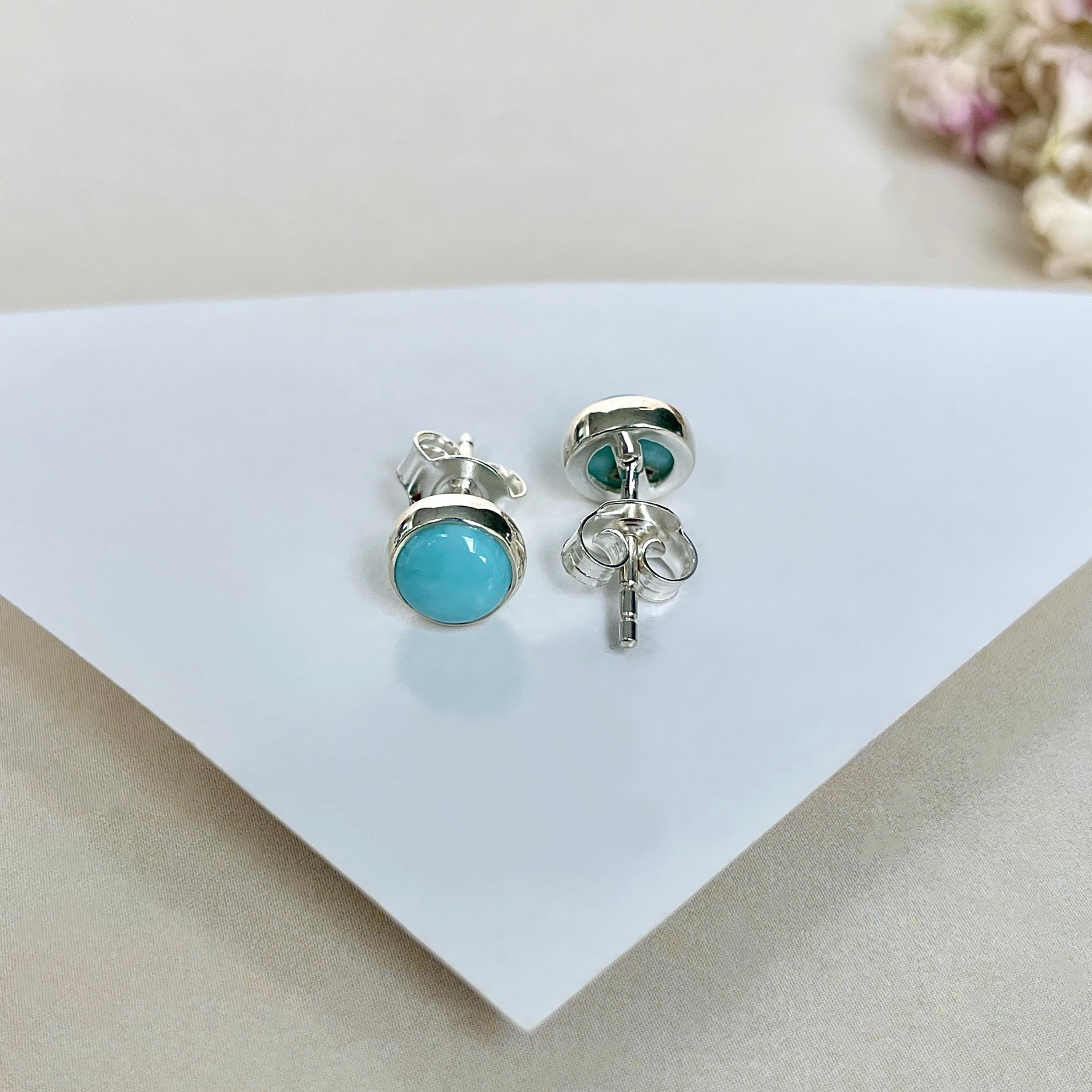Larimar Stud Earring-(LAR-E-1626.)