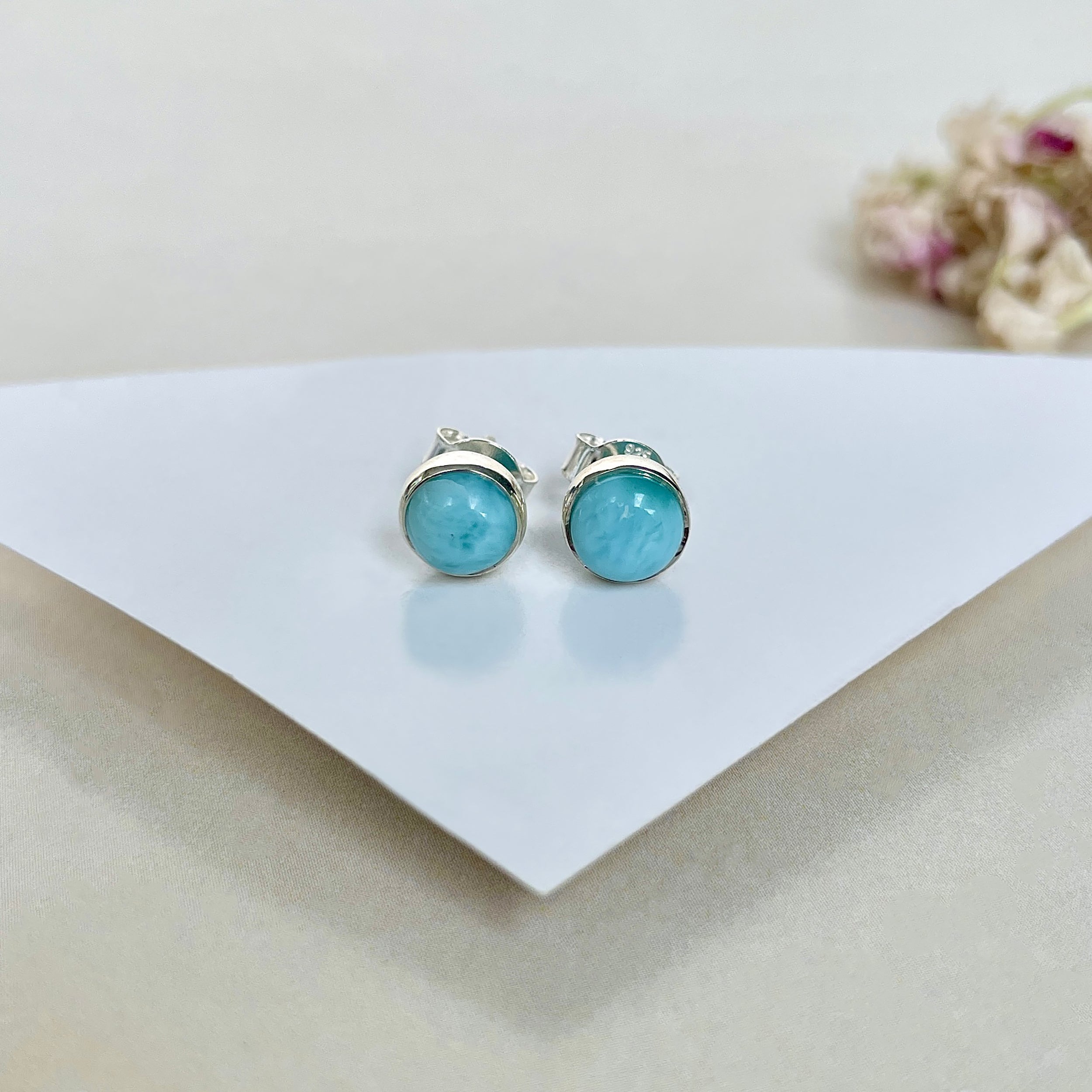 Larimar Stud Earring-(LAR-E-1627.)