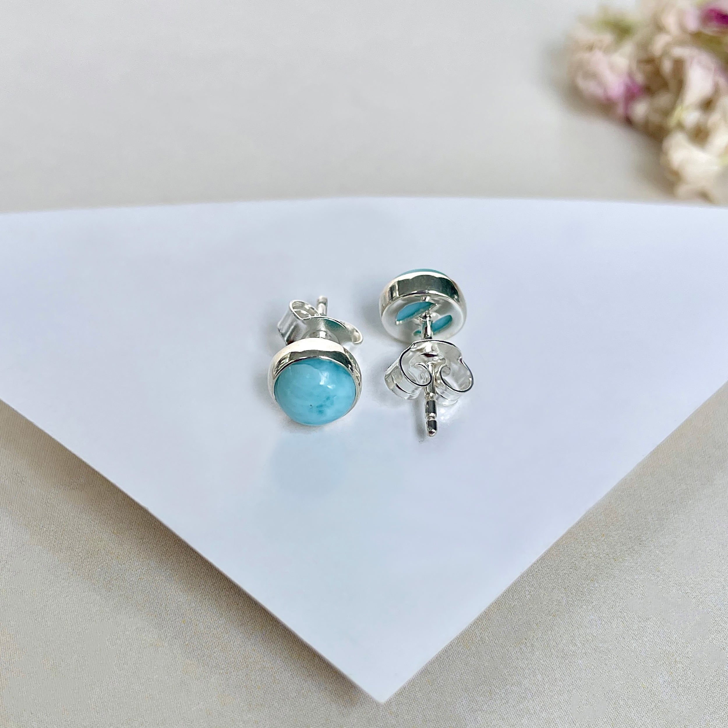 Larimar Stud Earring-(LAR-E-1627.)