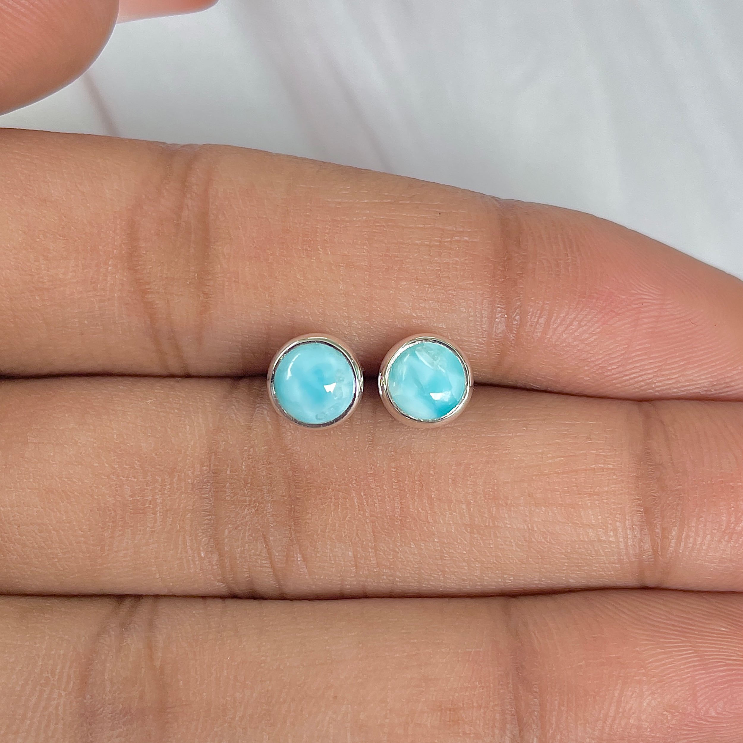 Larimar Stud Earring-(LAR-E-1628.)