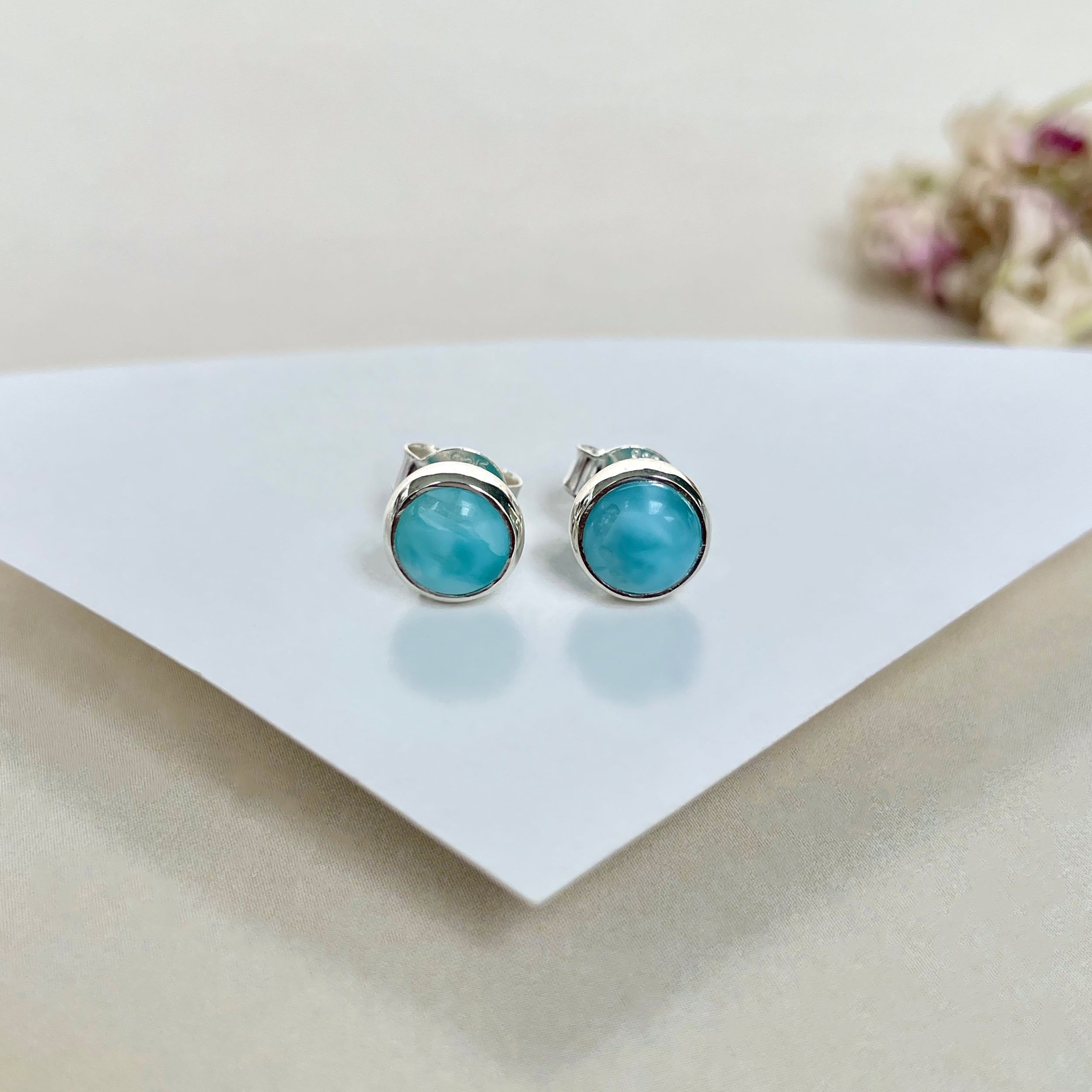 Larimar Stud Earring-(LAR-E-1628.)