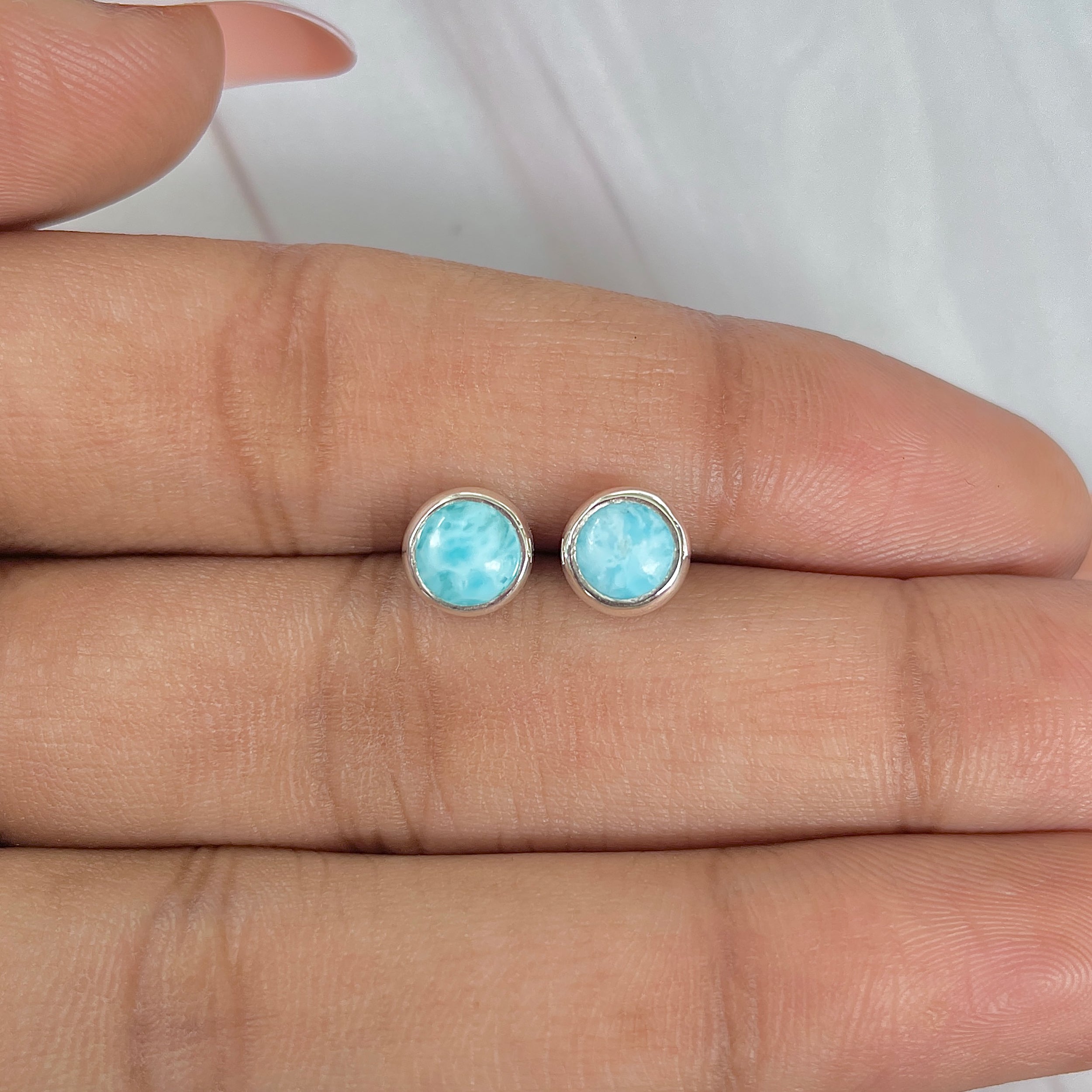 Larimar Stud Earring-(LAR-E-1629.)