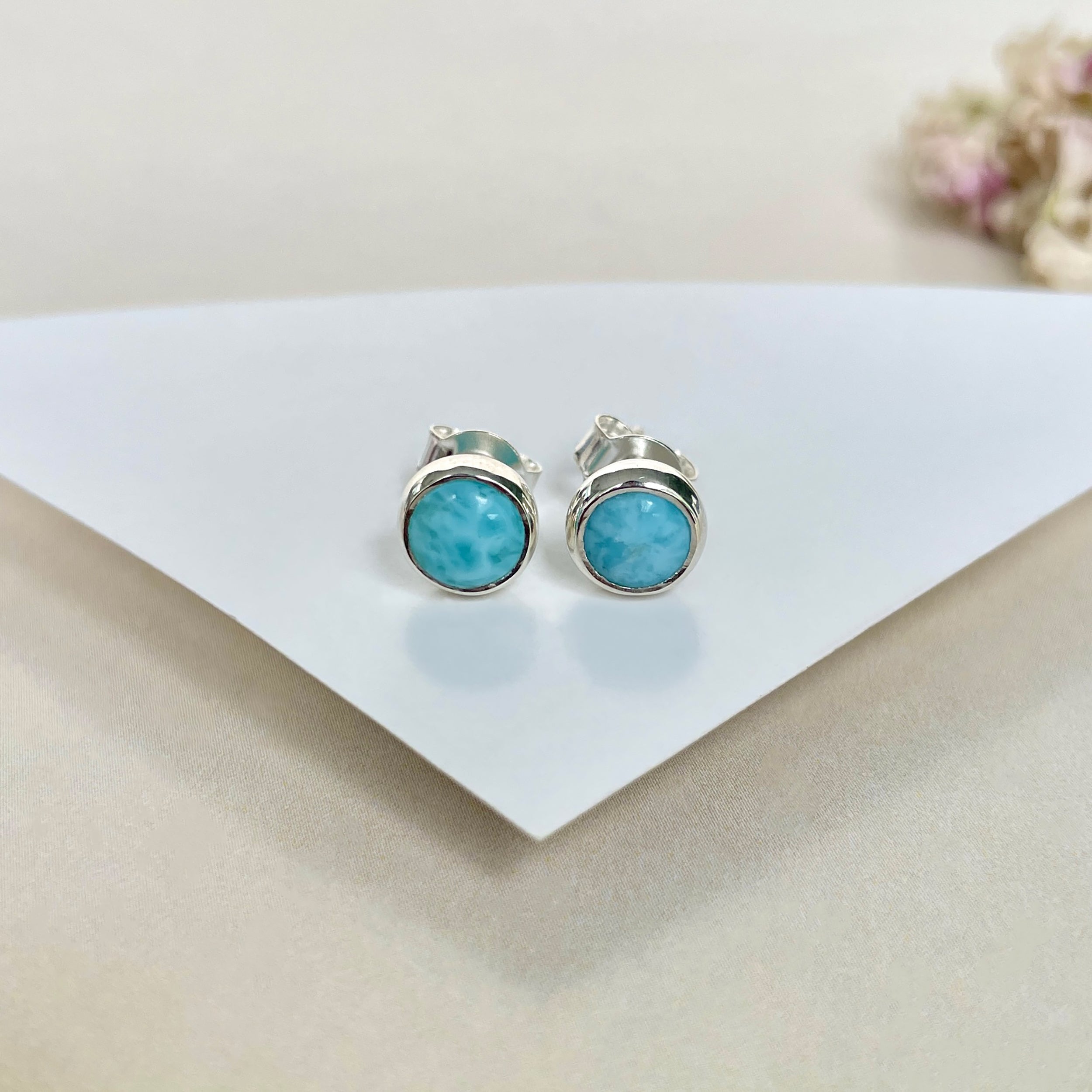 Larimar Stud Earring-(LAR-E-1629.)