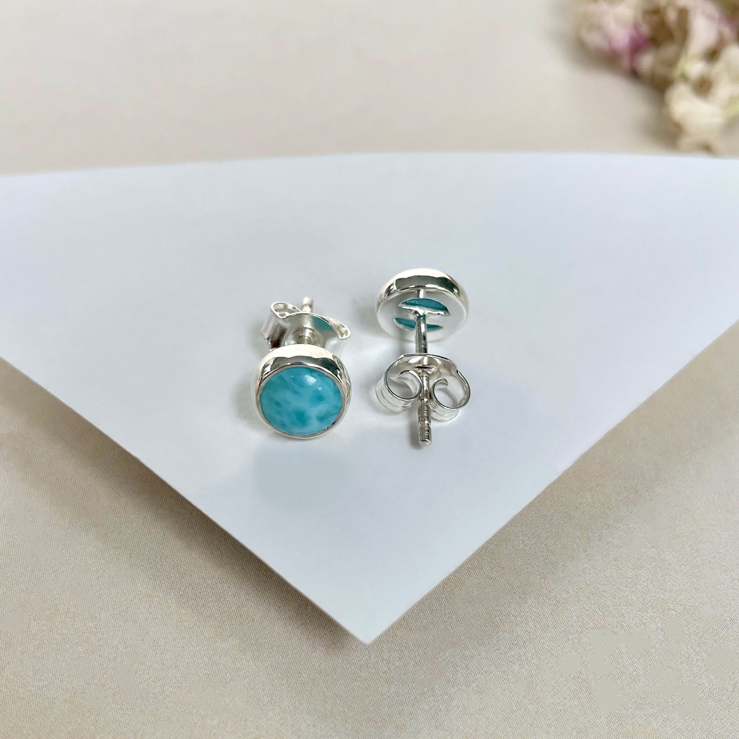 Larimar Stud Earring-(LAR-E-1629.)