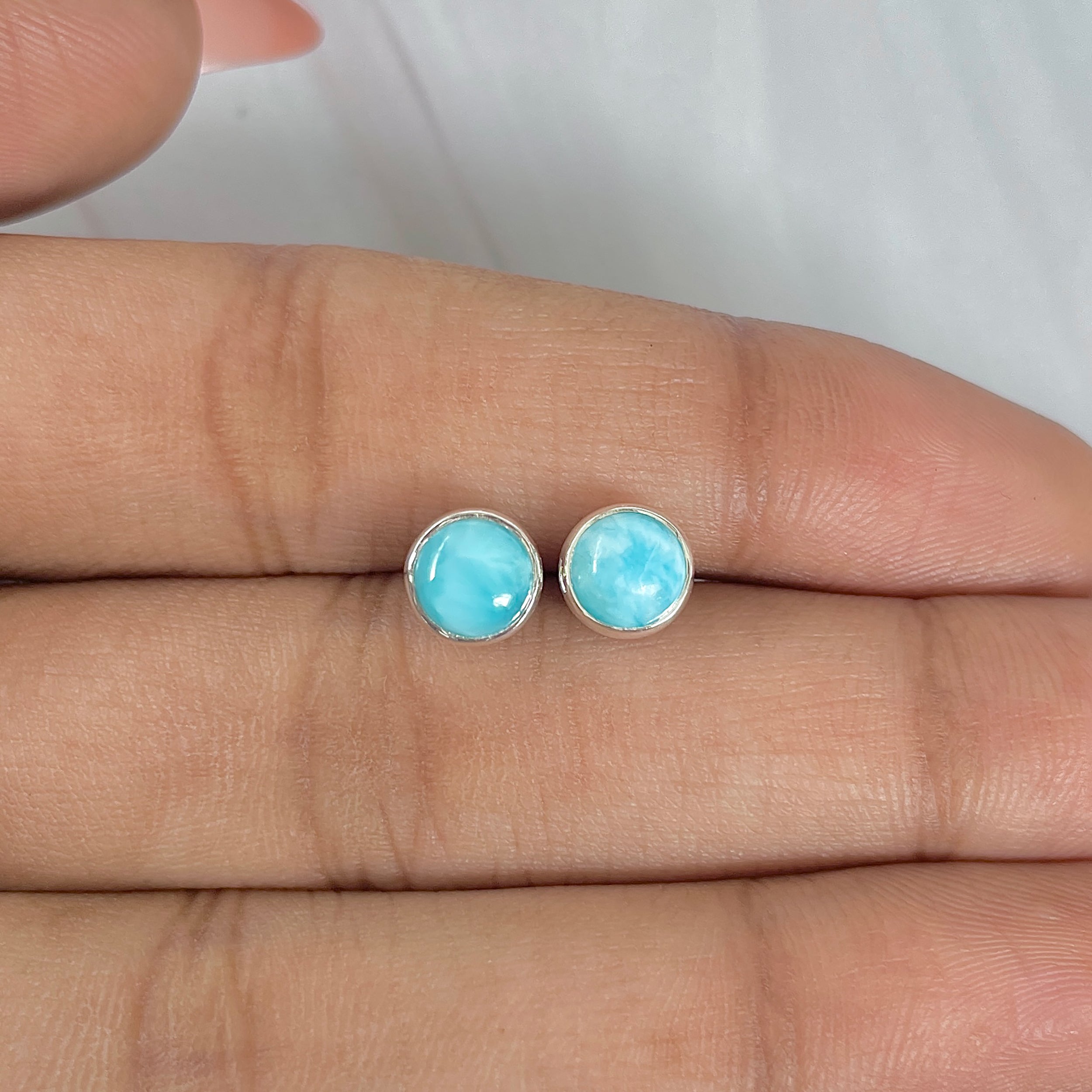 Larimar Stud Earring-(LAR-E-1630.)