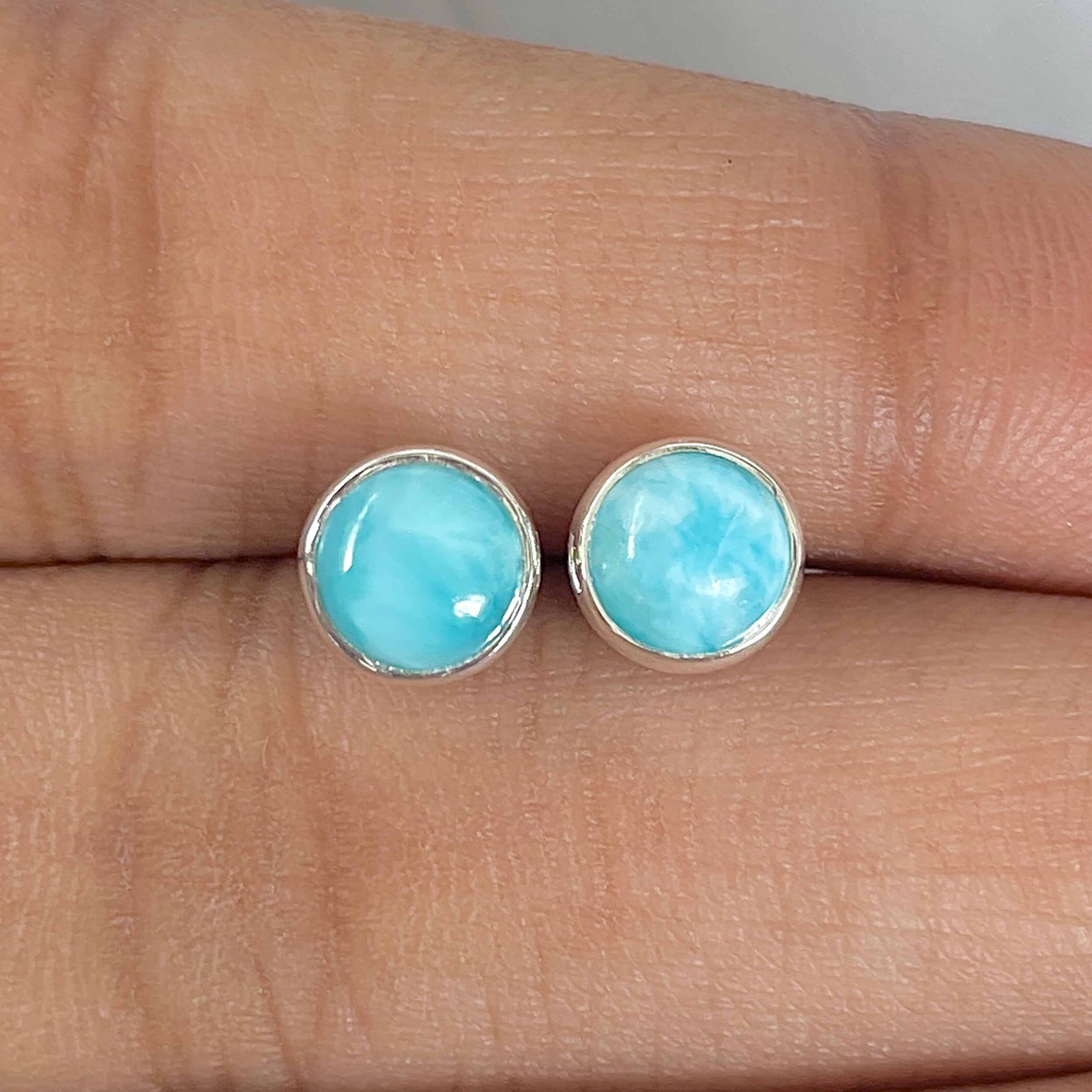 Larimar Stud Earring-(LAR-E-1630.)