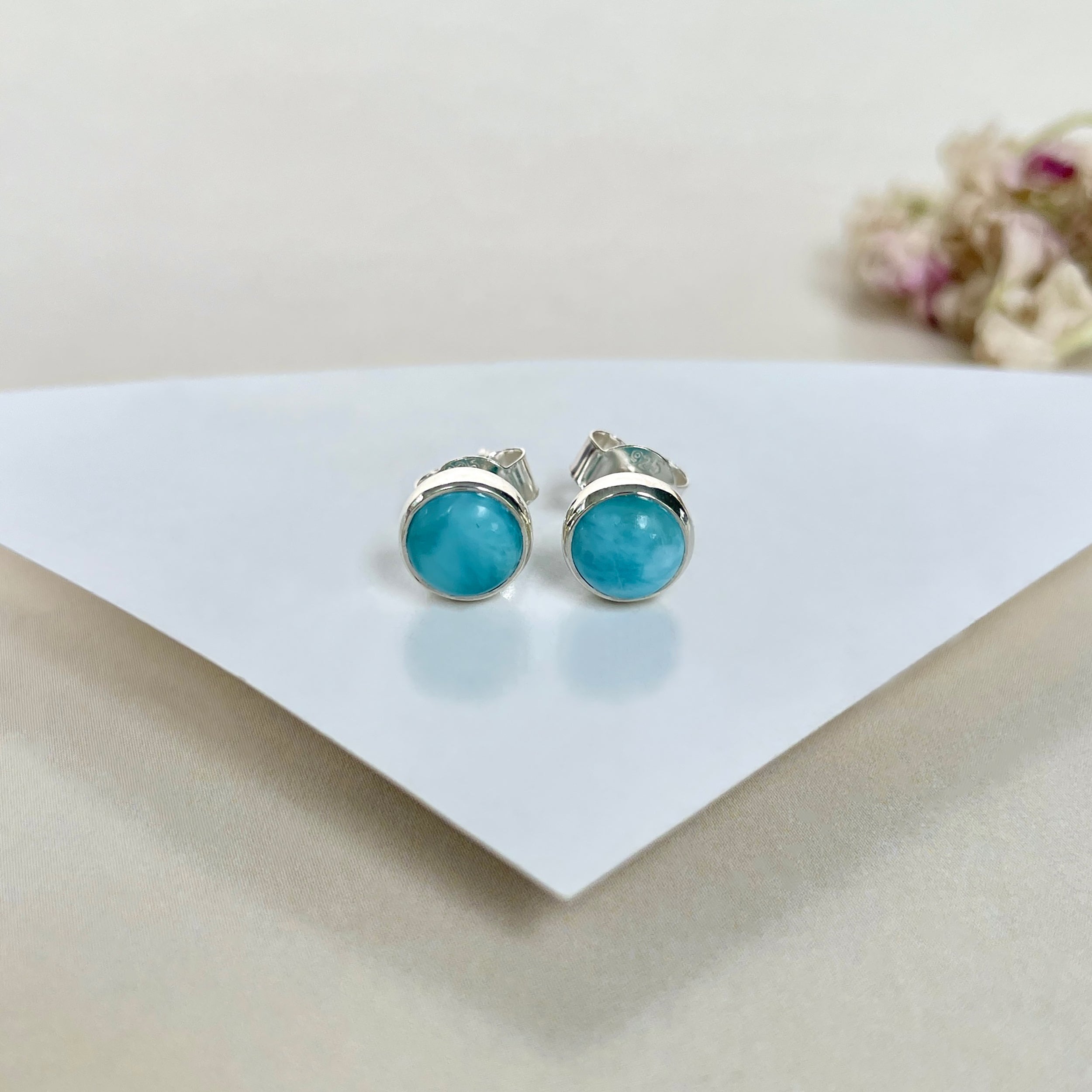 Larimar Stud Earring-(LAR-E-1630.)