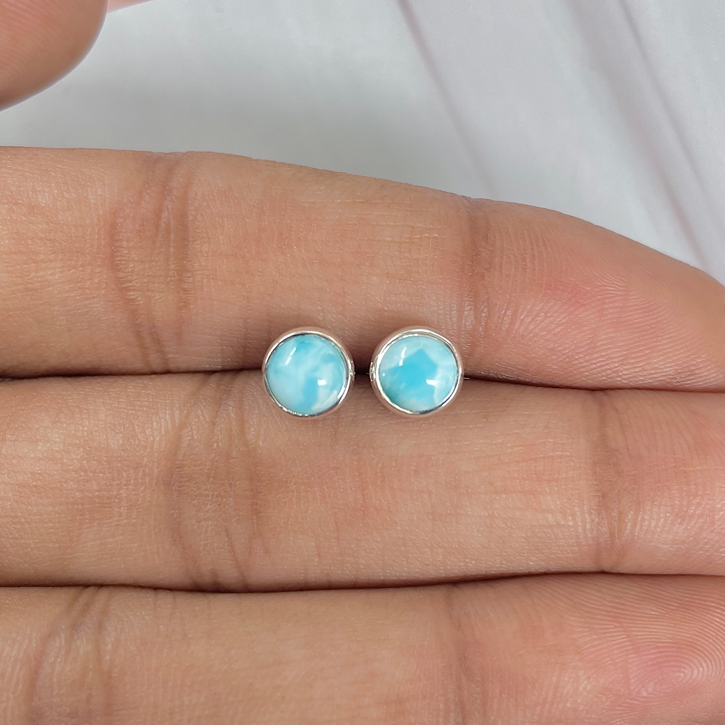 Larimar Stud Earring-(LAR-E-1631.)
