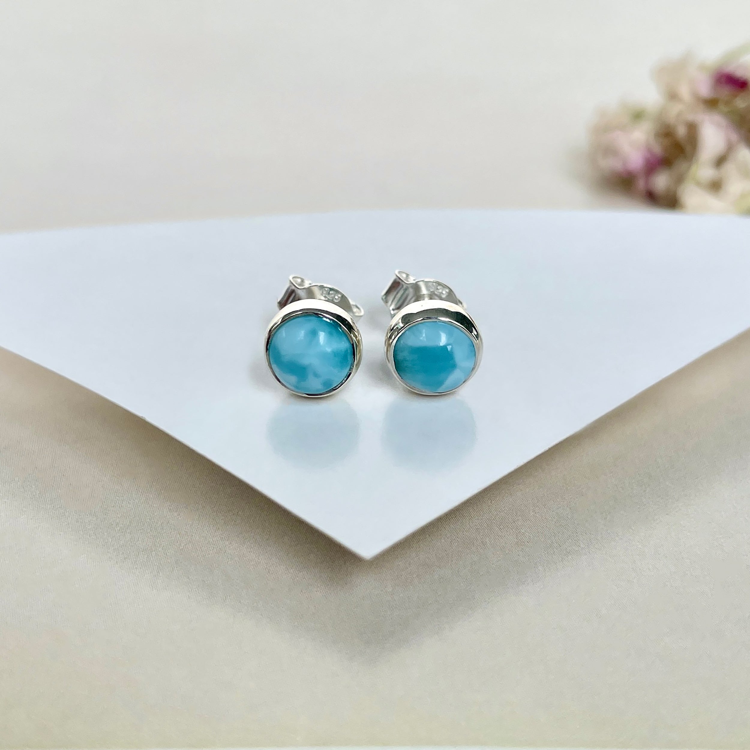 Larimar Stud Earring-(LAR-E-1631.)