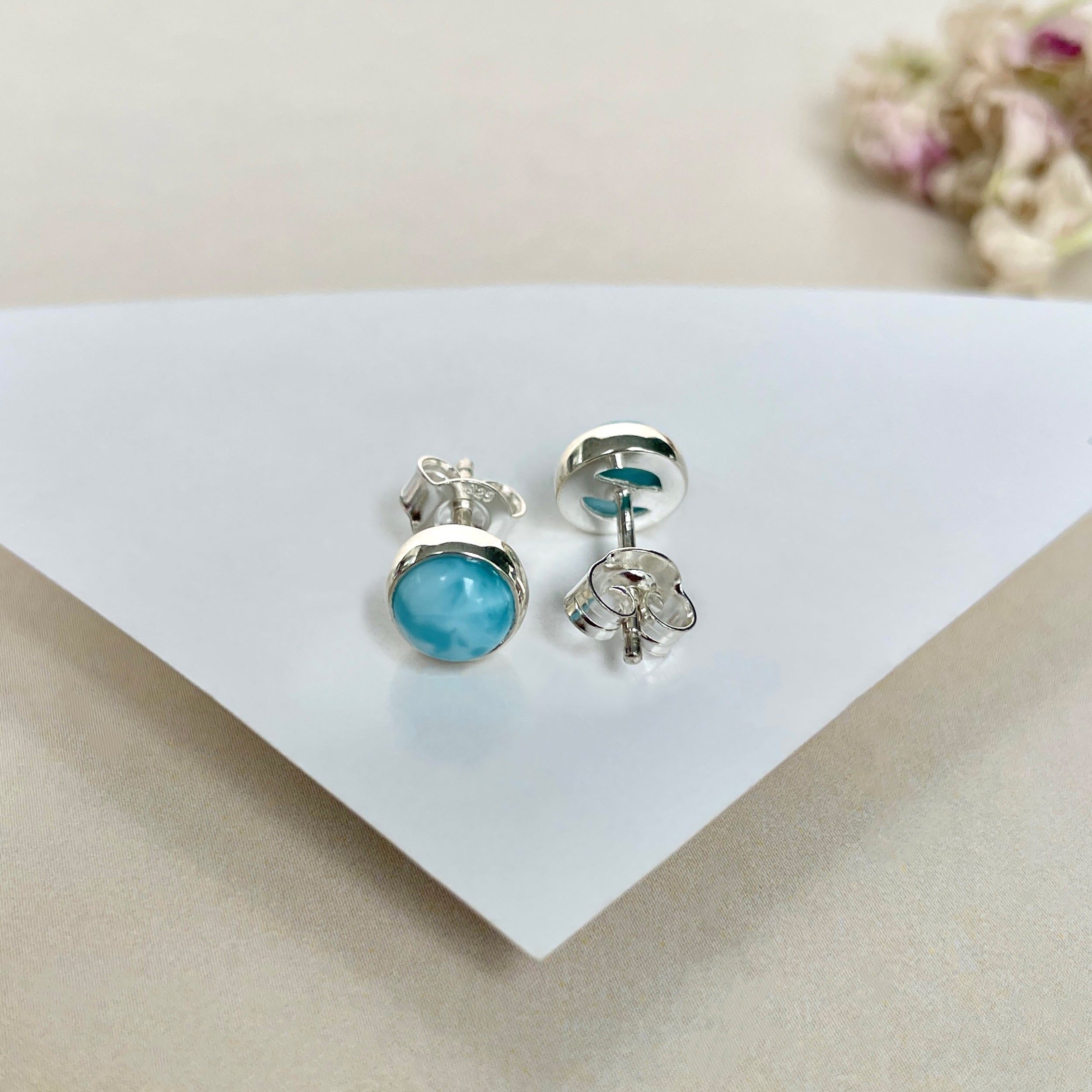 Larimar Stud Earring-(LAR-E-1631.)