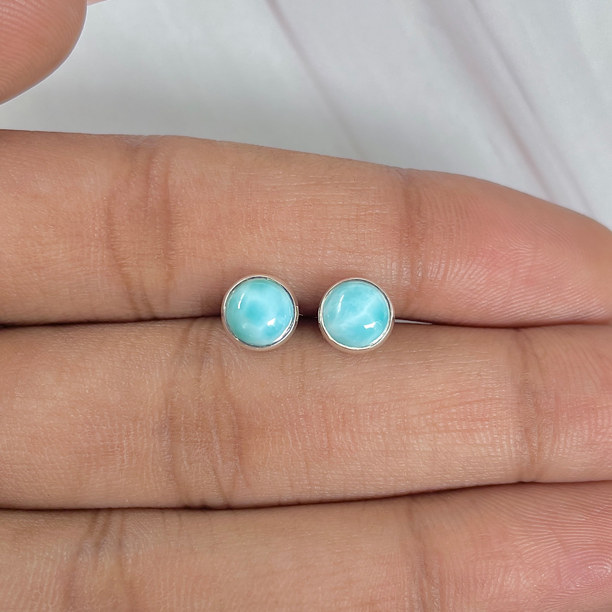 Larimar Stud Earring-(LAR-E-1633.)