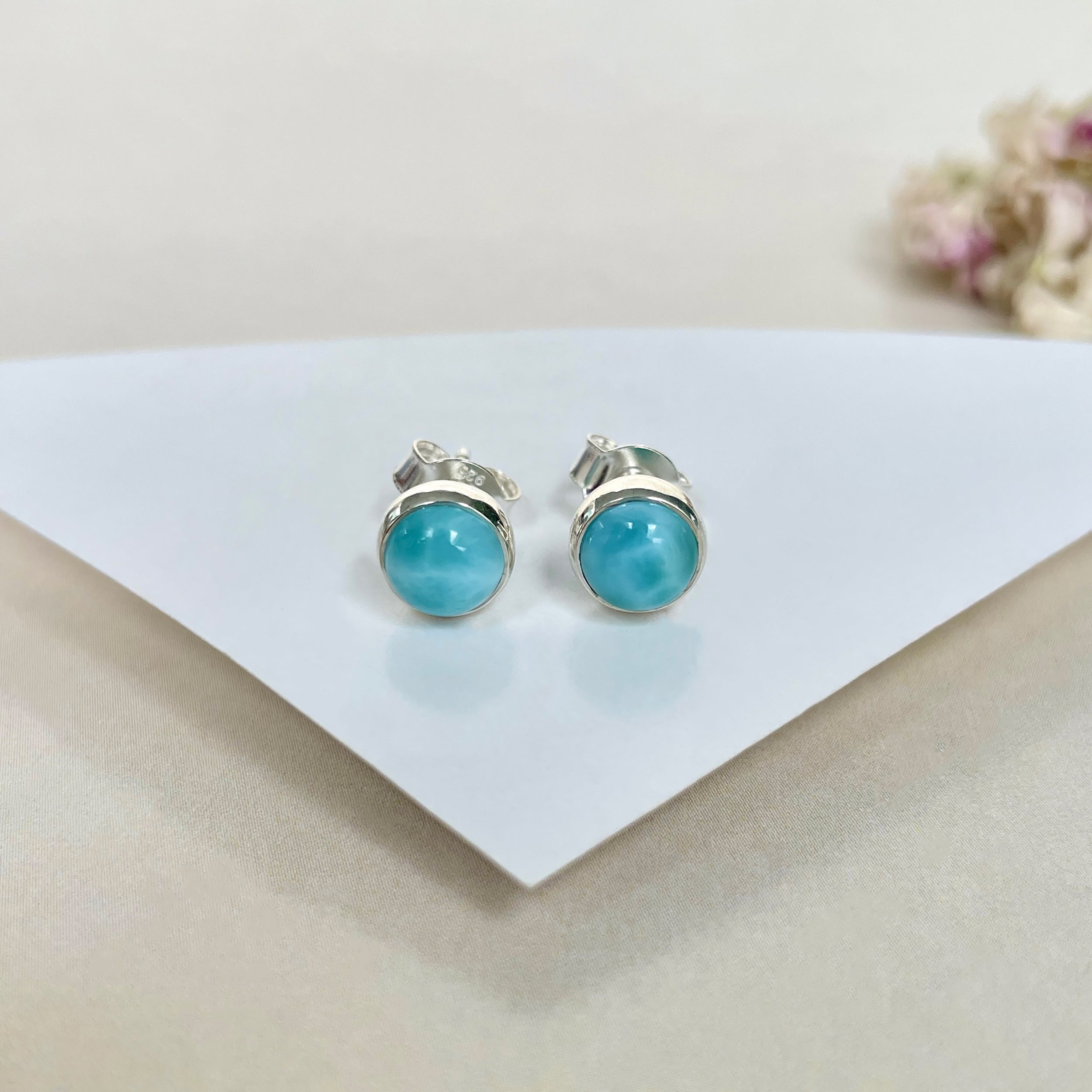 Larimar Stud Earring-(LAR-E-1633.)
