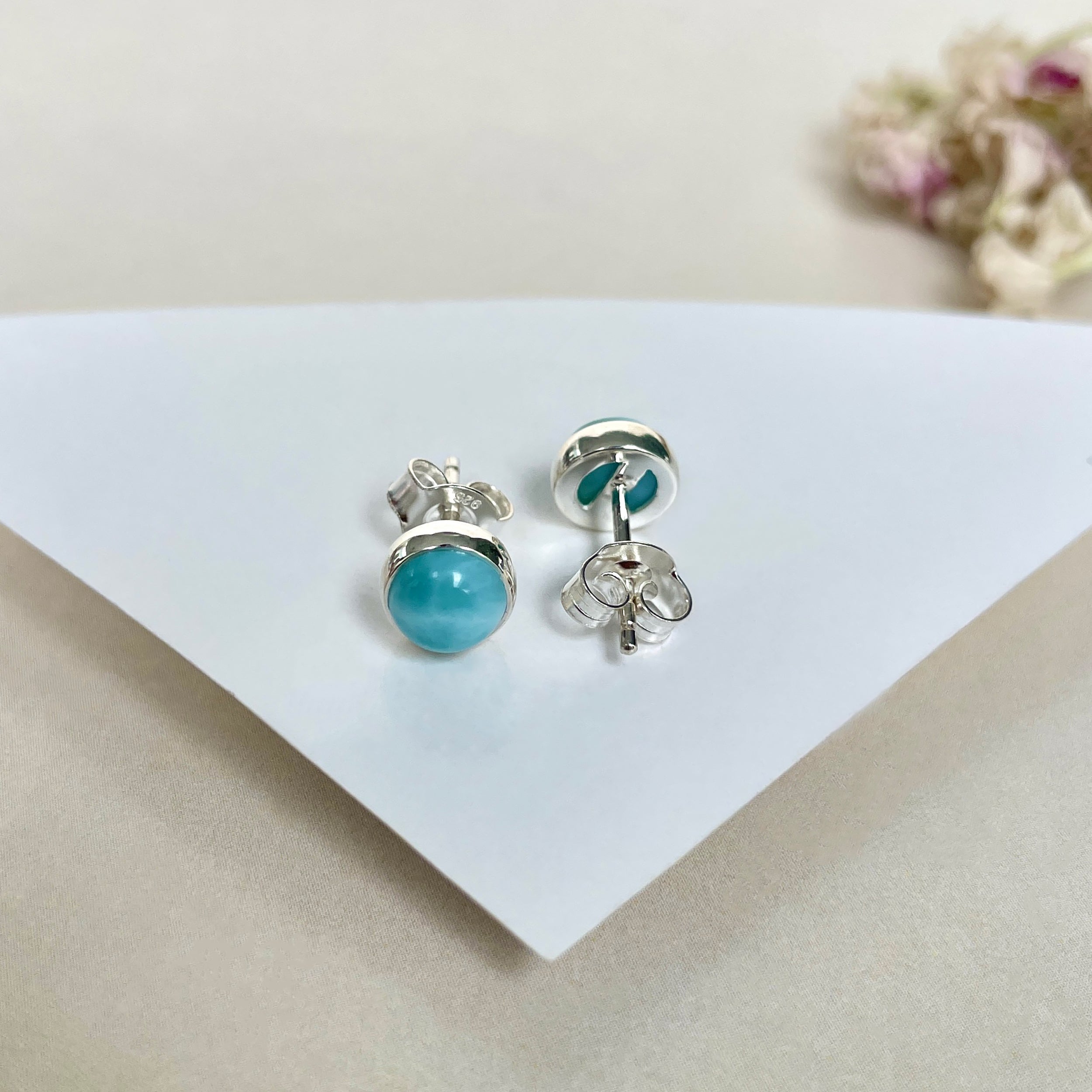 Larimar Stud Earring-(LAR-E-1633.)