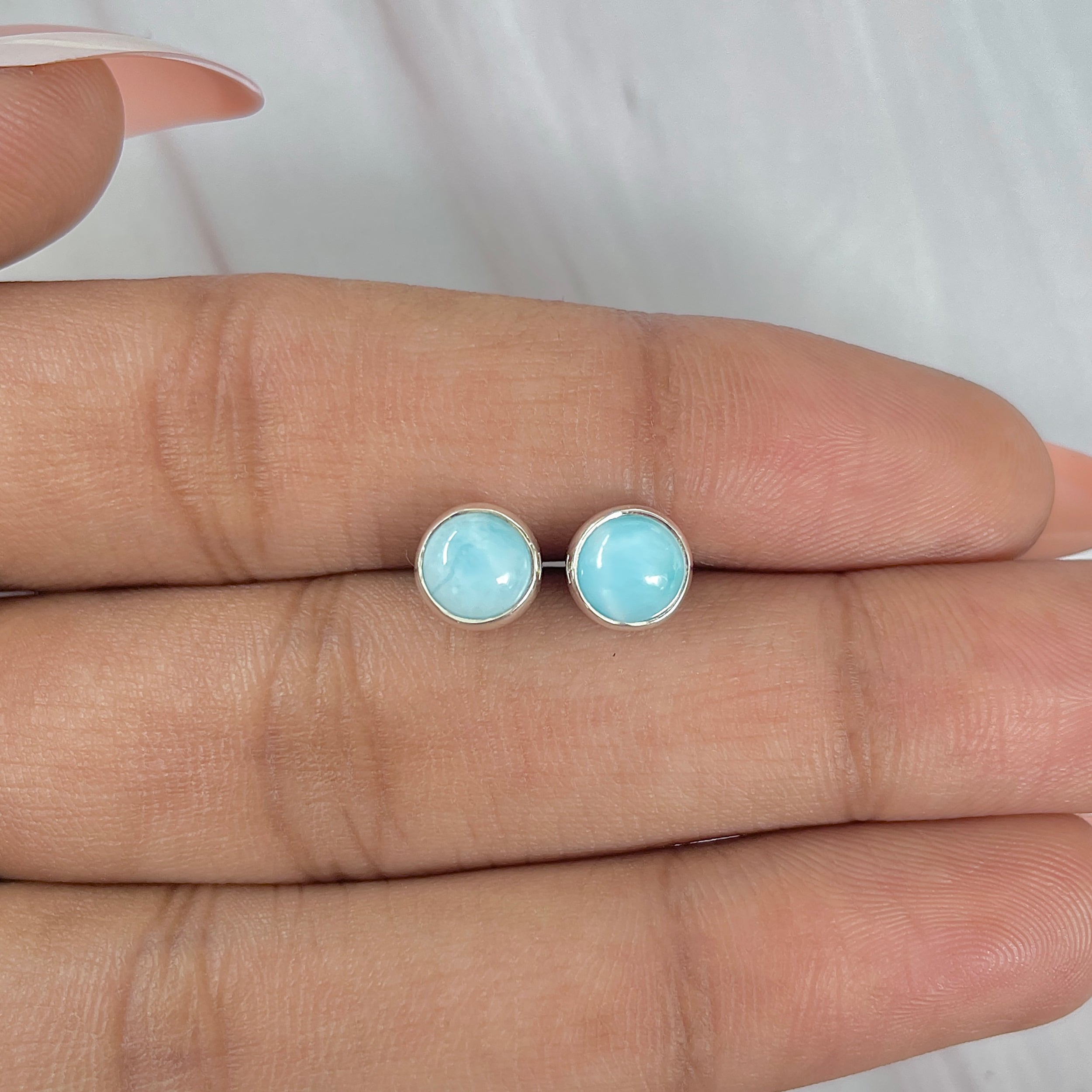 Larimar Stud Earring-(LAR-E-1634.)