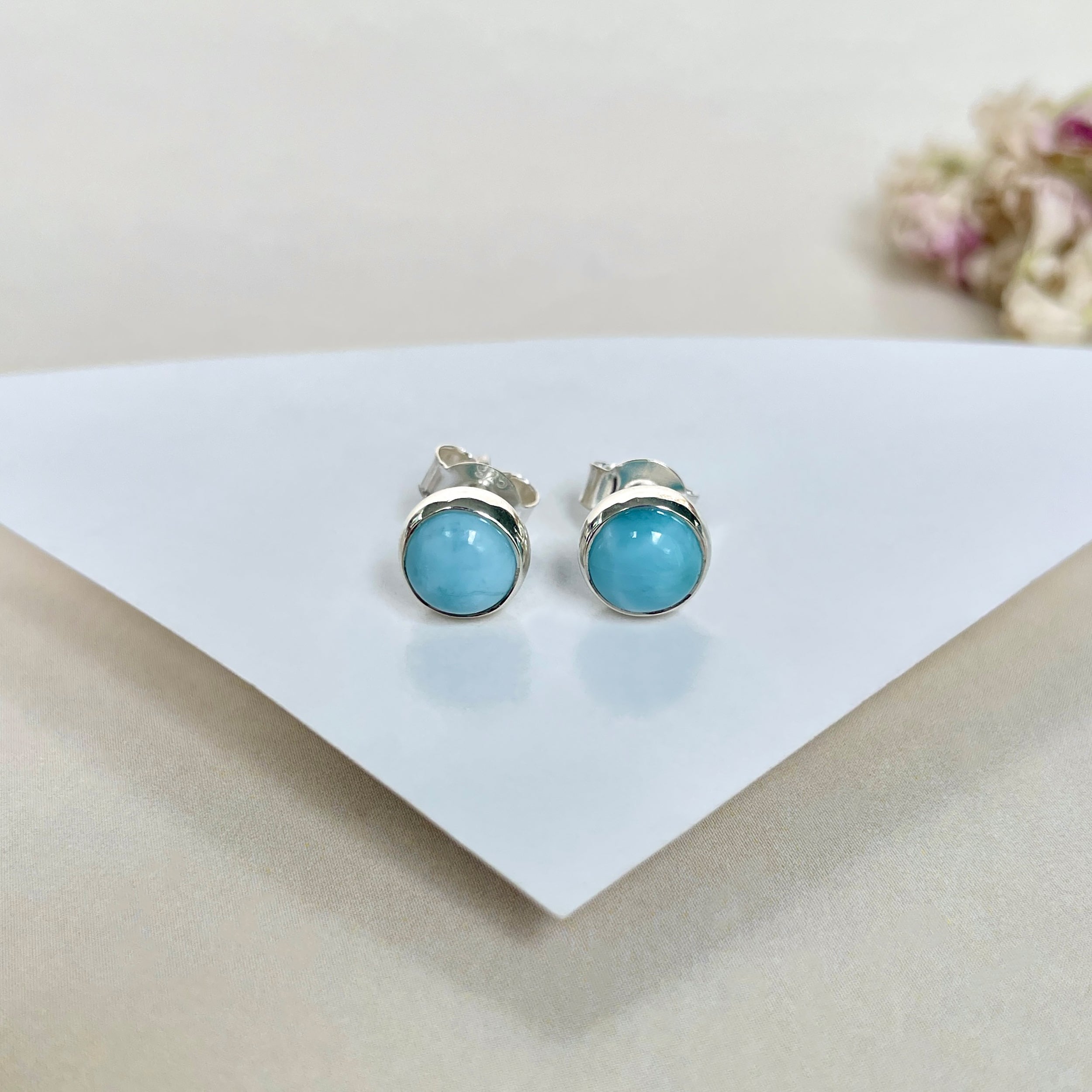 Larimar Stud Earring-(LAR-E-1634.)