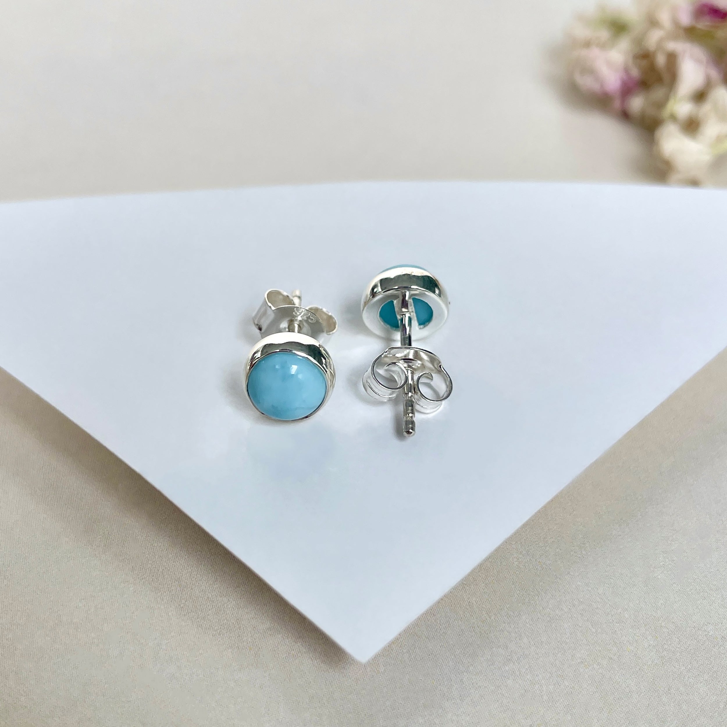 Larimar Stud Earring-(LAR-E-1634.)