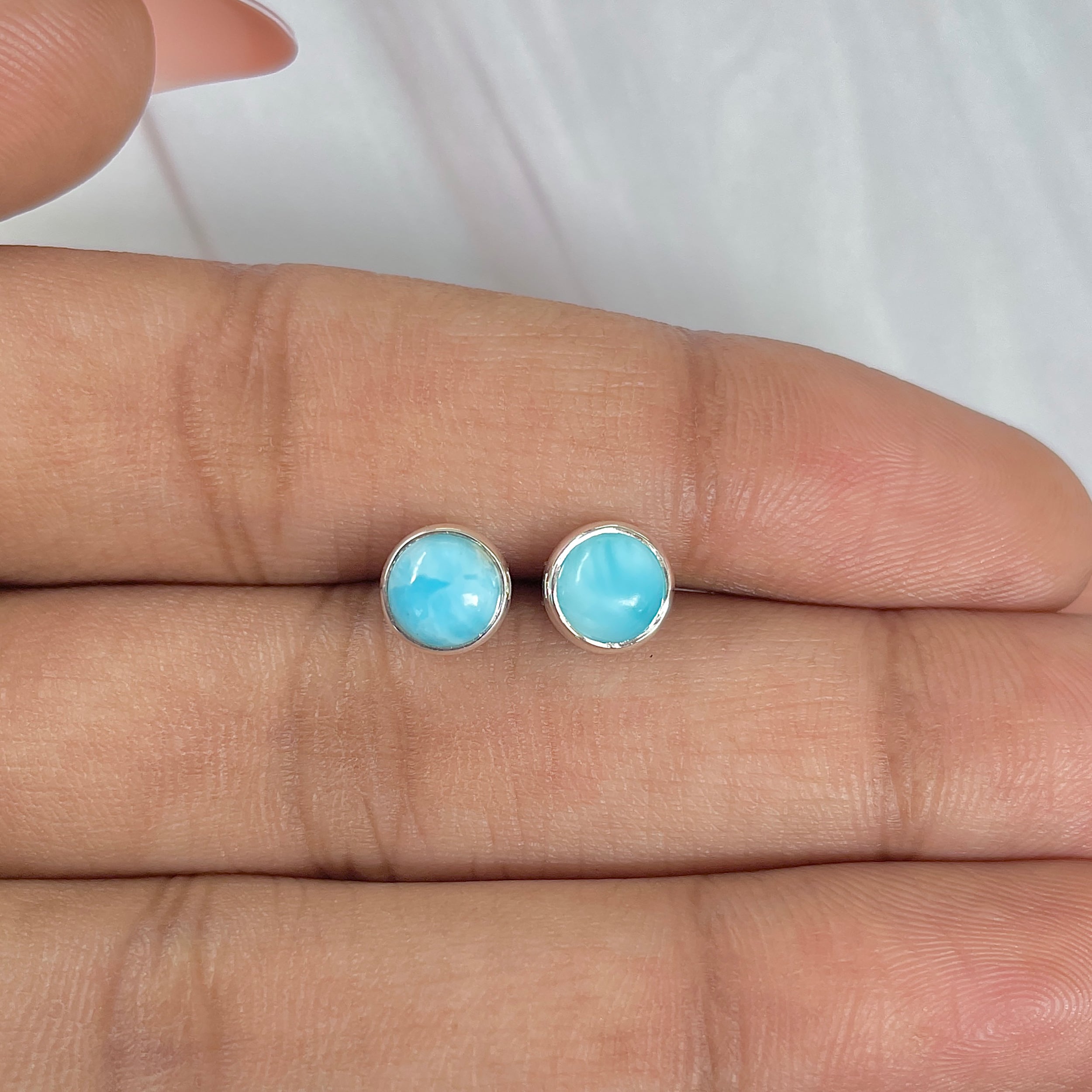 Larimar Stud Earring-(LAR-E-1635.)