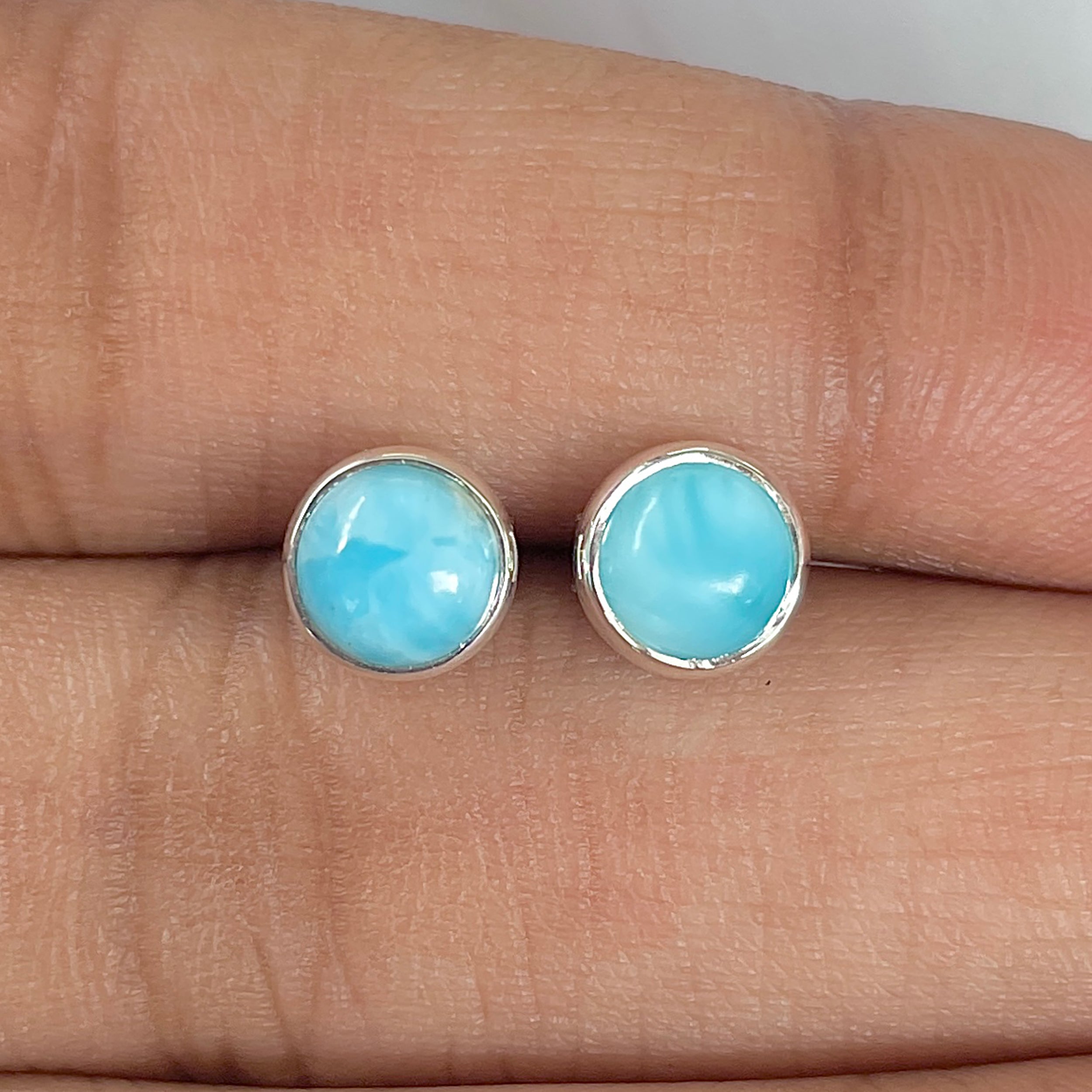 Larimar Stud Earring-(LAR-E-1635.)