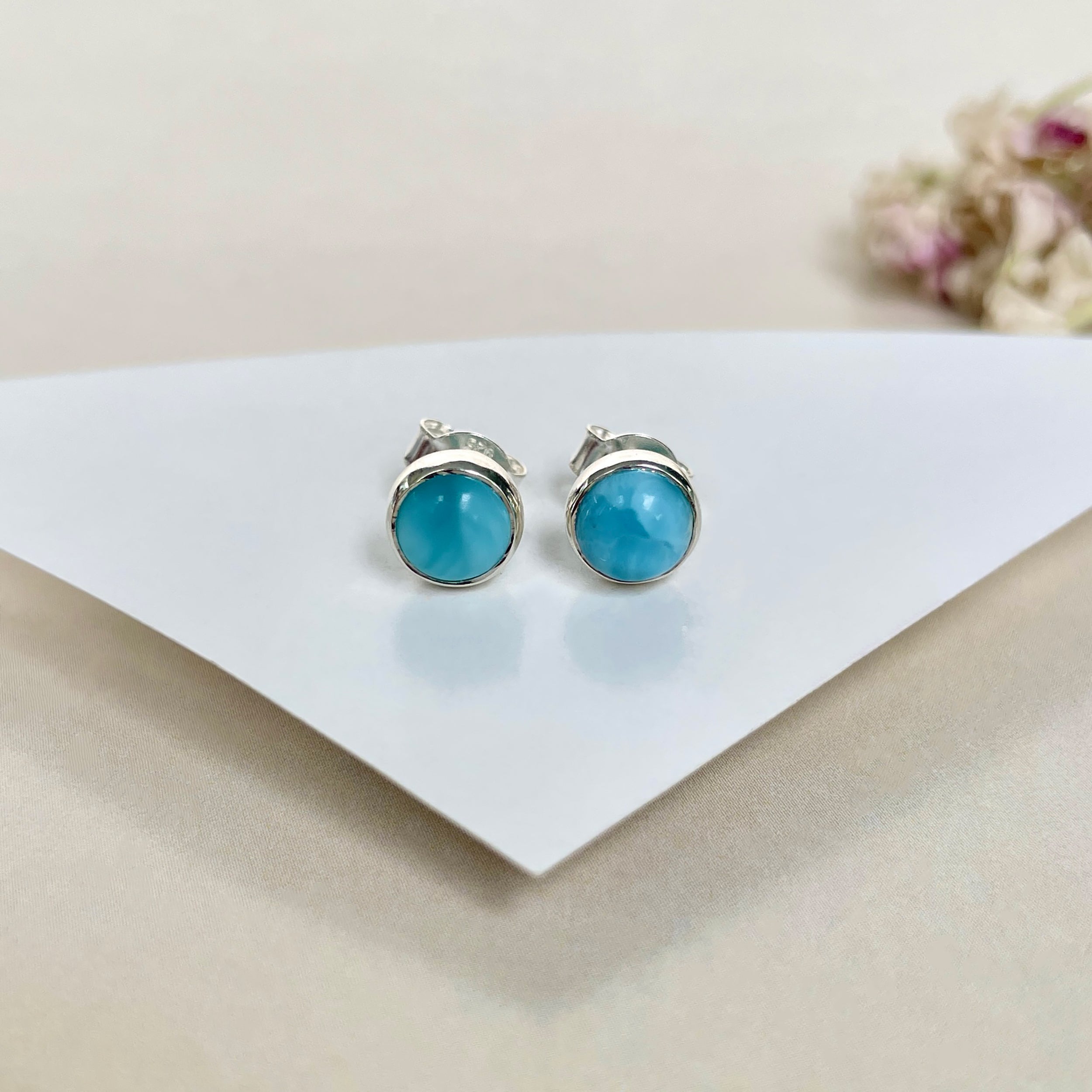 Larimar Stud Earring-(LAR-E-1635.)