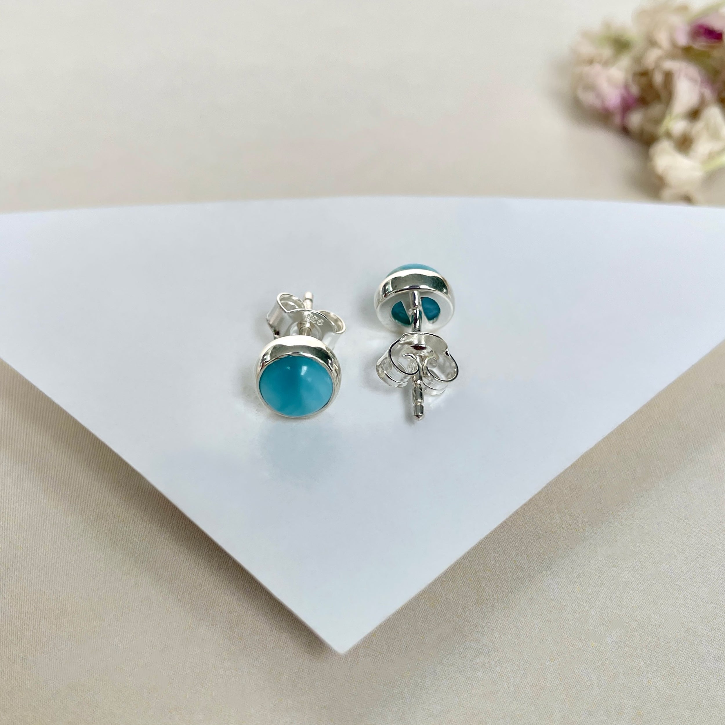 Larimar Stud Earring-(LAR-E-1635.)