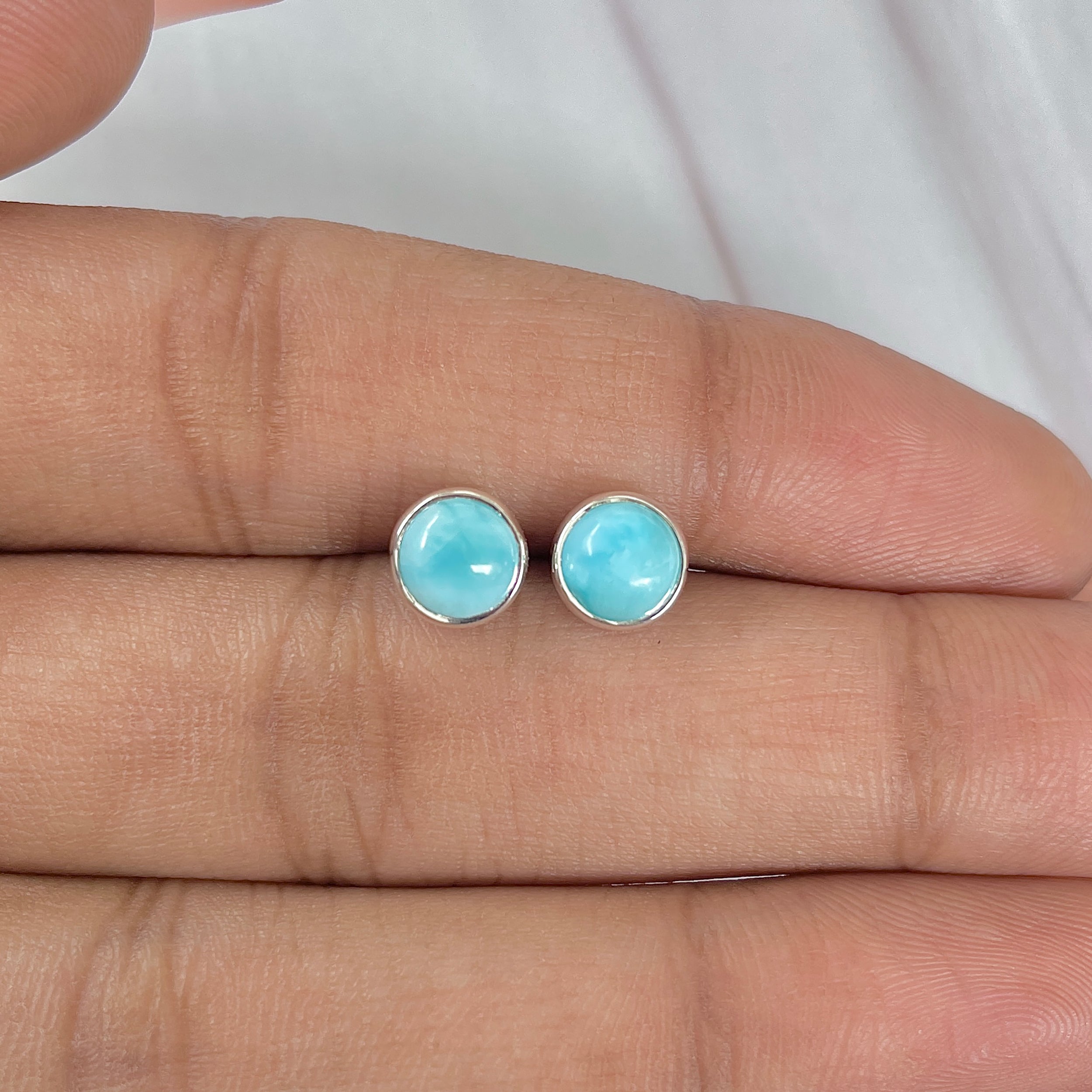 Larimar Stud Earring-(LAR-E-1637.)