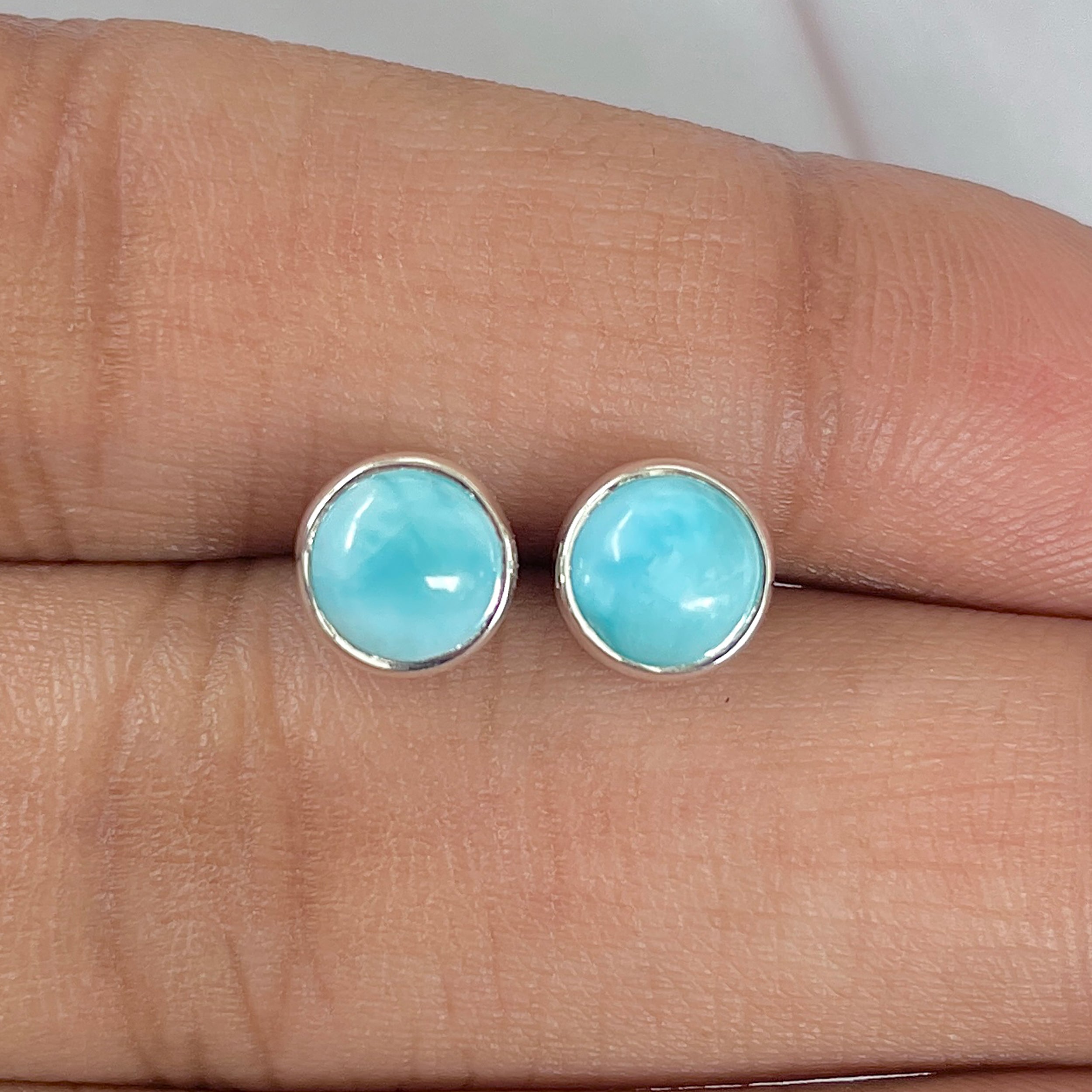 Larimar Stud Earring-(LAR-E-1637.)