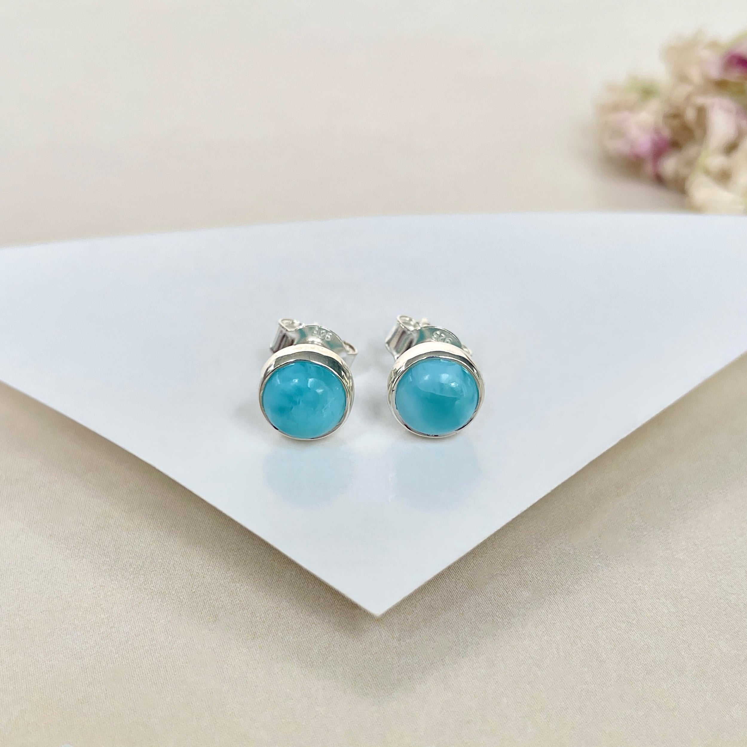 Larimar Stud Earring-(LAR-E-1637.)