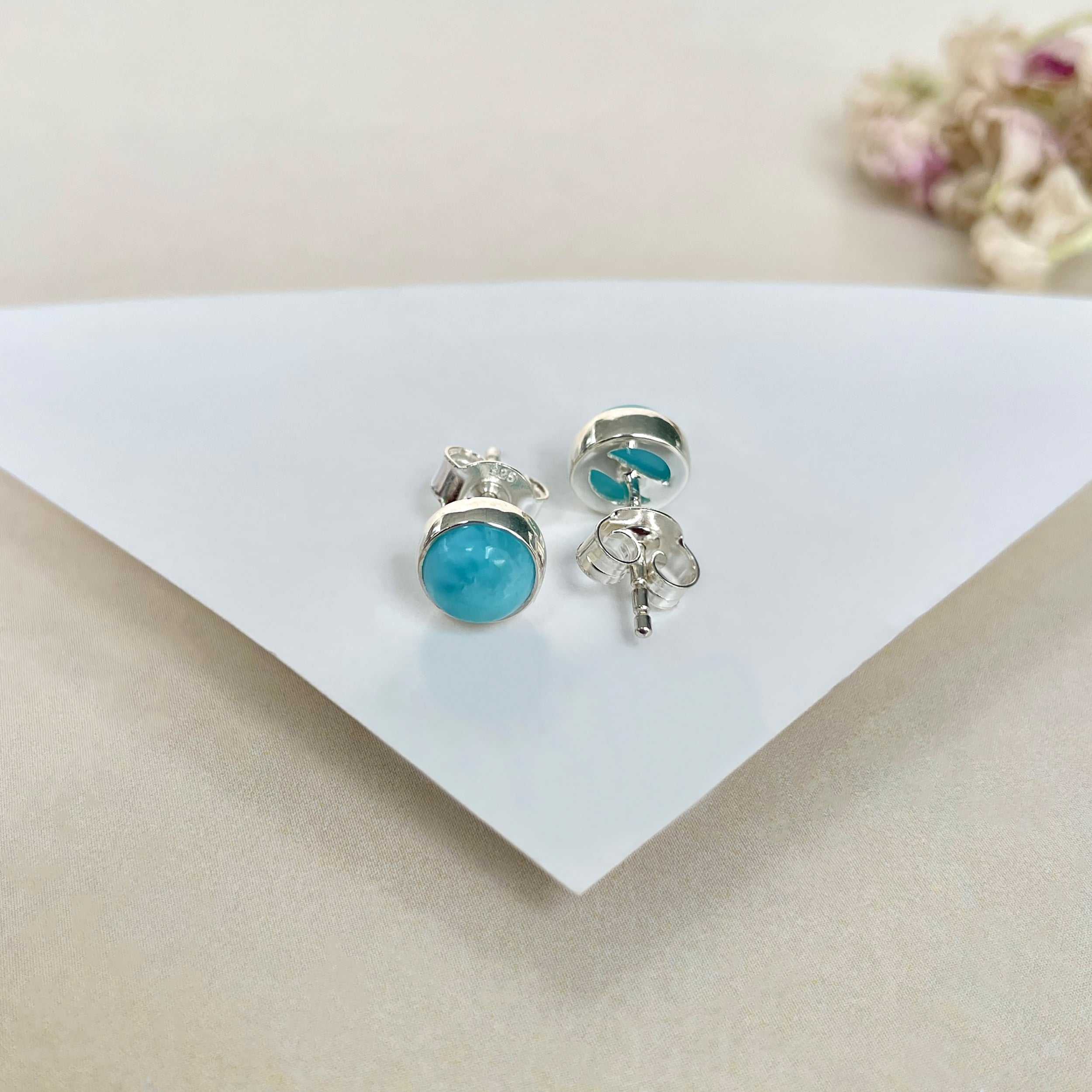 Larimar Stud Earring-(LAR-E-1637.)