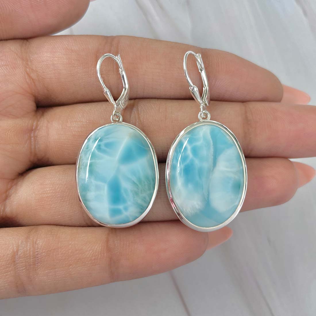 Larimar Earring-(LAR-E-166.)